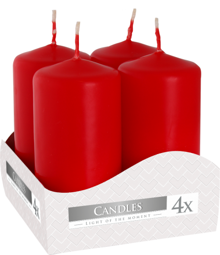 Set de 4 Lumânări Cilindru 40x80mm – Roșii