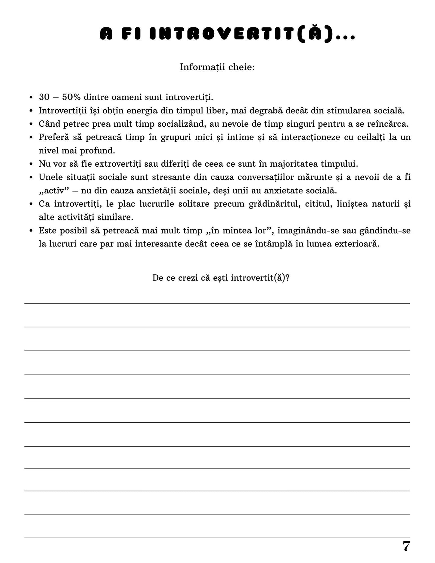 Caiet de Lucru - Puterea Unui Introvertit / Claritate Mentala / Dezvoltare Personala & Mindfulness / Autocunoastere / Autovindecare