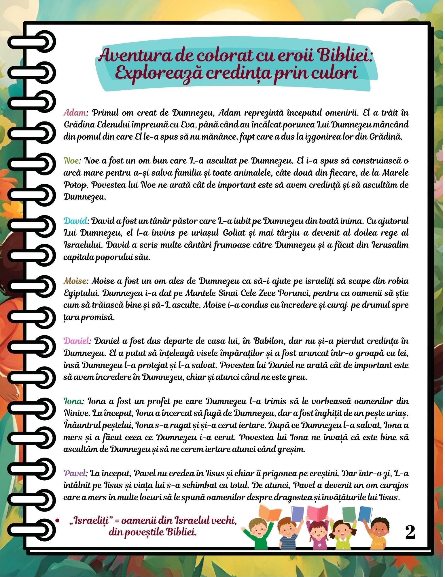 Carte Activitati Cu Eroii Bibliei - Exploreaza Credinta Prin Povesti Si Culori / Pentru Copii / Joc Creativ si Educatie / Invatare Interactiva Si Distractiva / Jocuri Educative Crestine