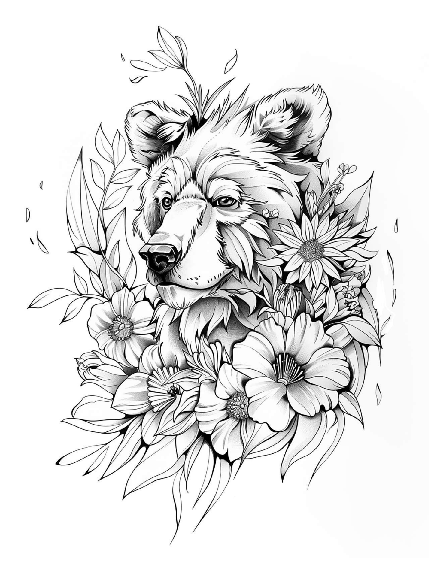 Carte de Colorat Animale si Flori – O Carte de Colorat Relaxanta Pentru Adulti si Copii / Carte Digitala / Ebook