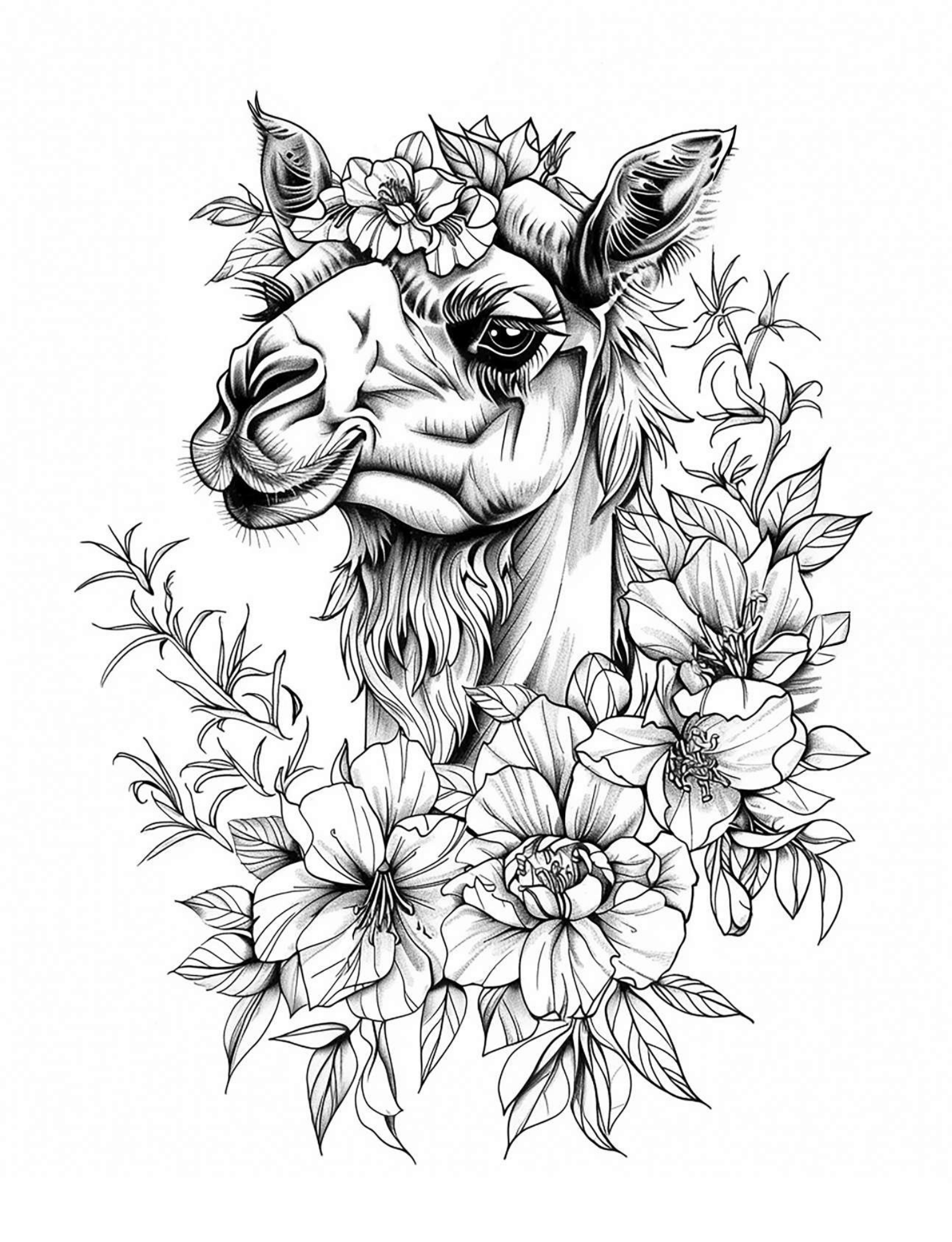 Carte de Colorat Animale si Flori – O Carte de Colorat Relaxanta Pentru Adulti si Copii / Carte Digitala / Ebook