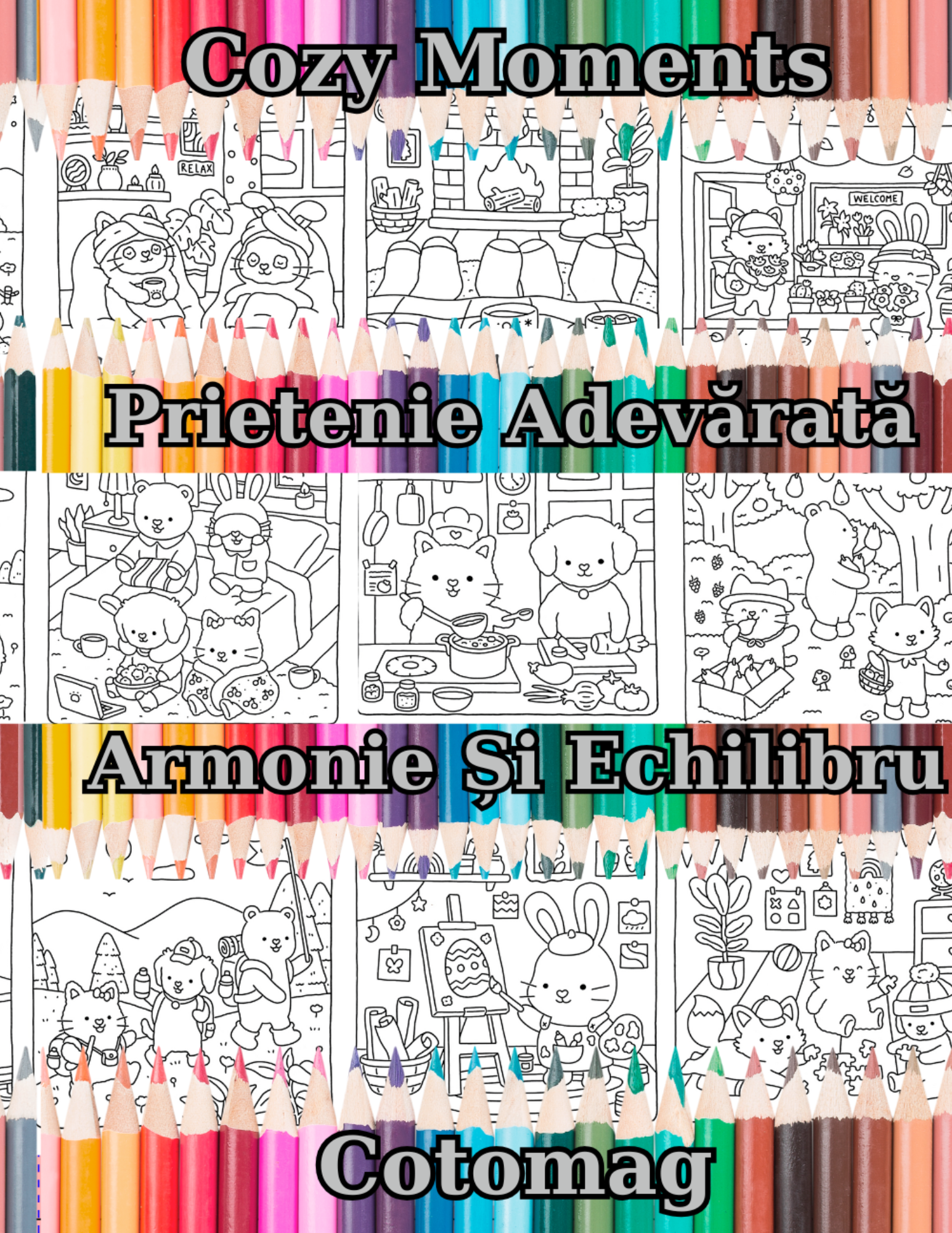 Carte de Colorat Cozy Moments - Prietenie Adevarata -  Armonie si Echilibru Pentru Adulti si Copii \ Carte Digitala \ Ebook