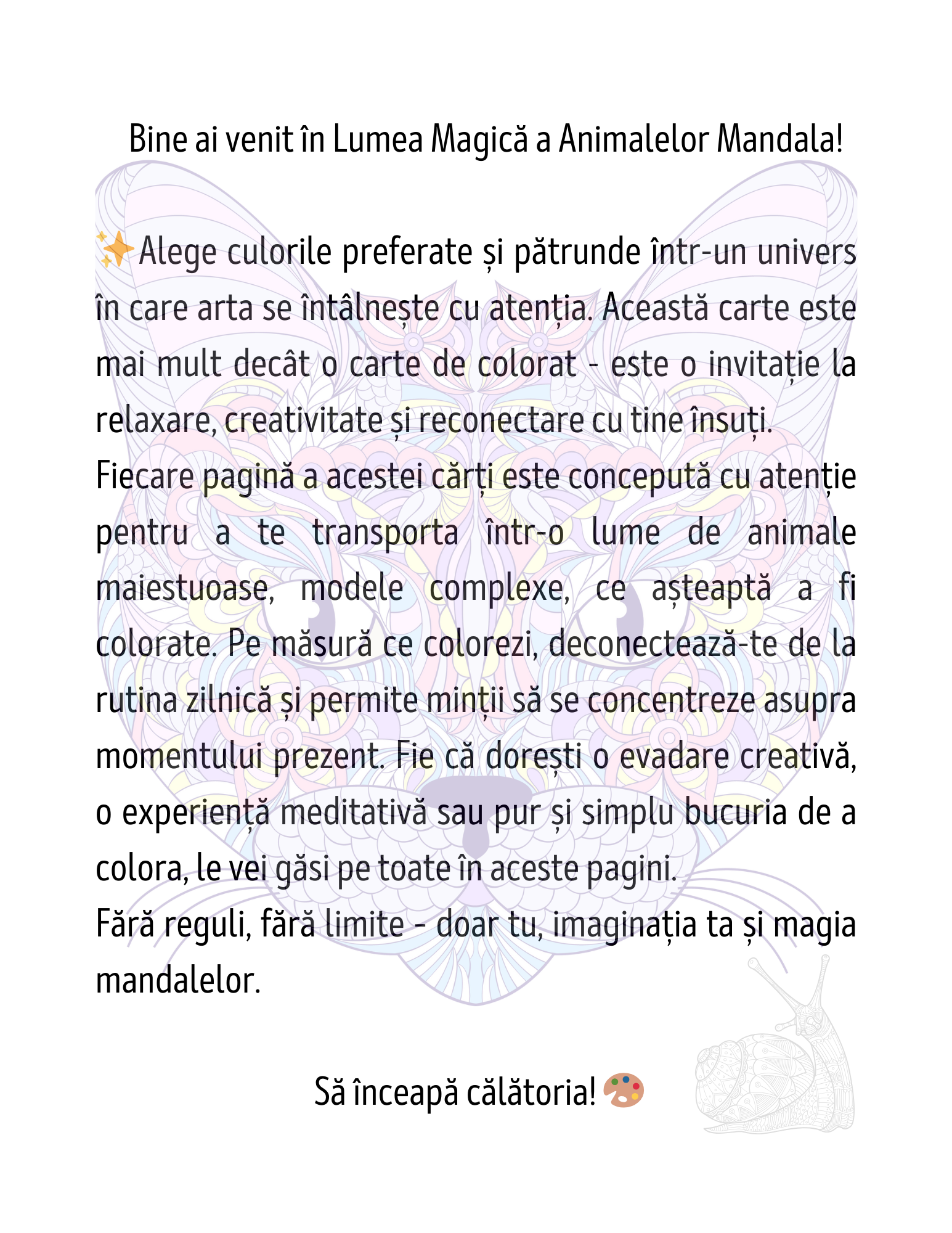 Carte de Colorat Lumea Magica a Animalelor Mandala – O Carte de Colorat Relaxanta Pentru Adulti si Copii / Carte Digitala / Ebook