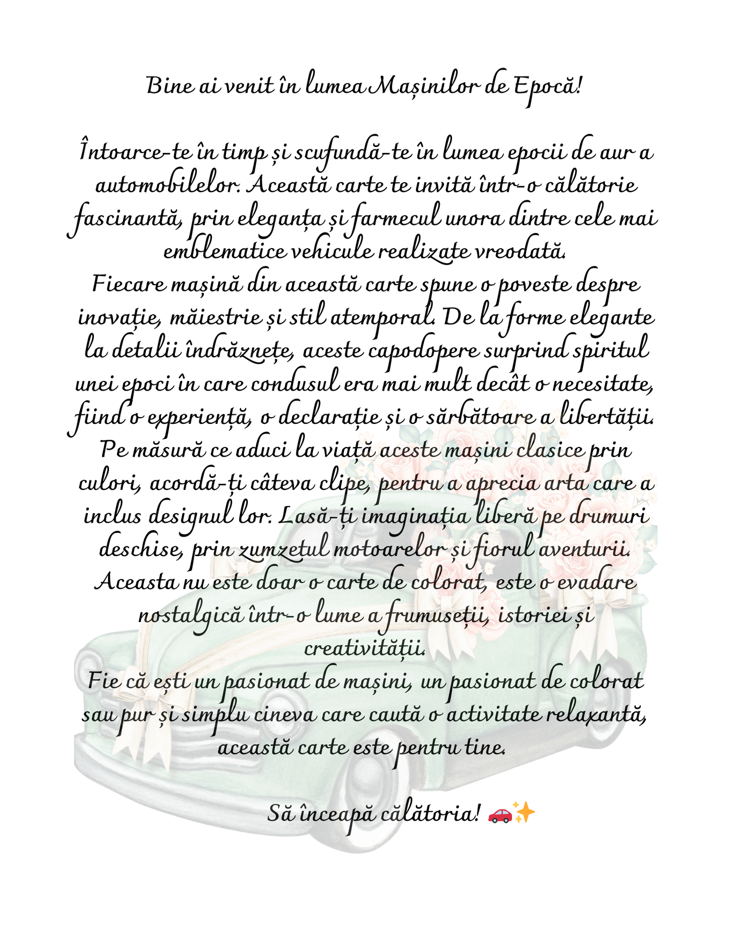Carte de Colorat: Masini de Epoca: Relaxeaza-te Colorand Masini Clasice Pentru Adulti si Copii