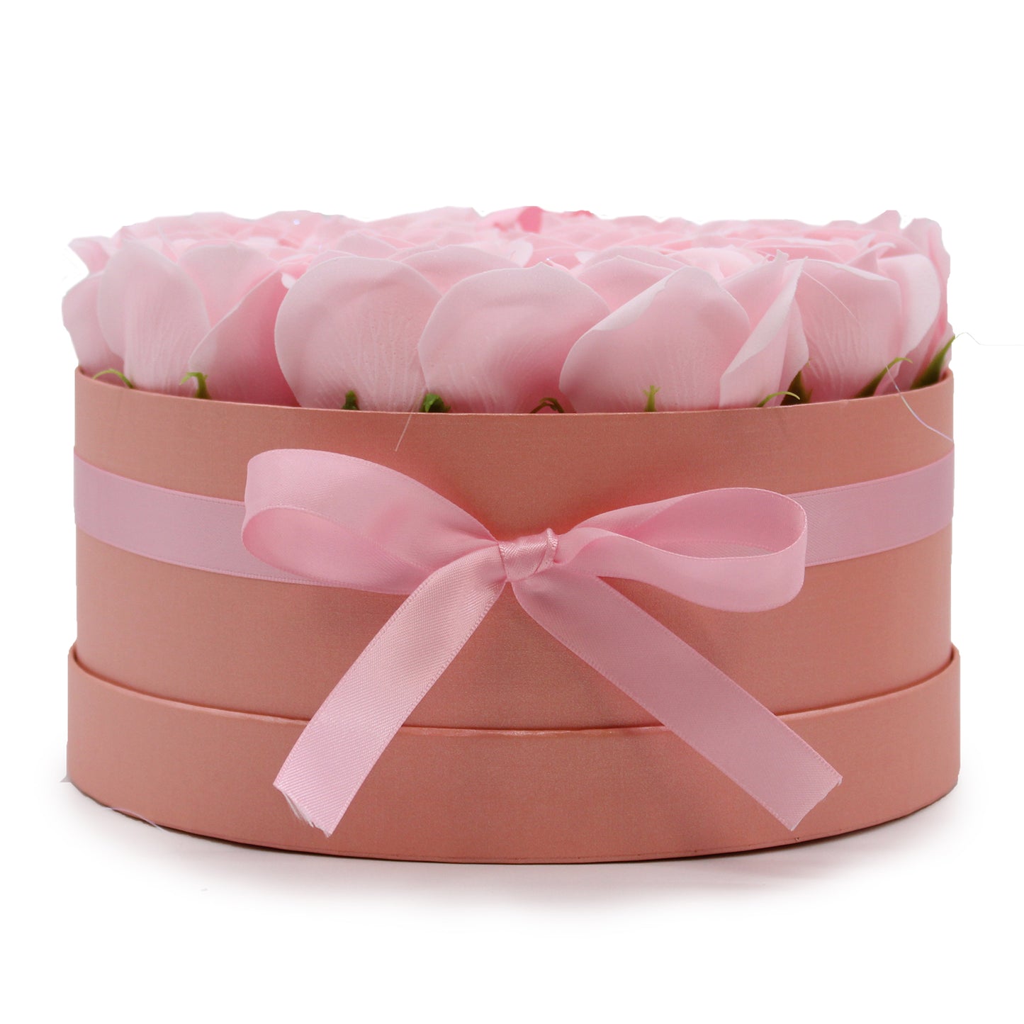 Cutie Rotunda cu 14 Flori de Sapun - Trandafiri Roz