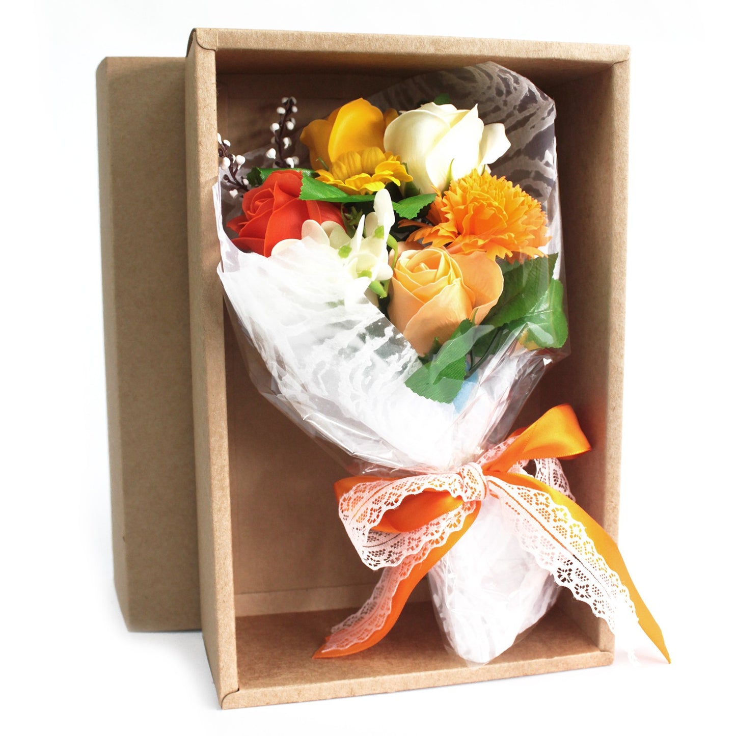 Cutie cu Buchet de Flori Multicolore de Sapun
