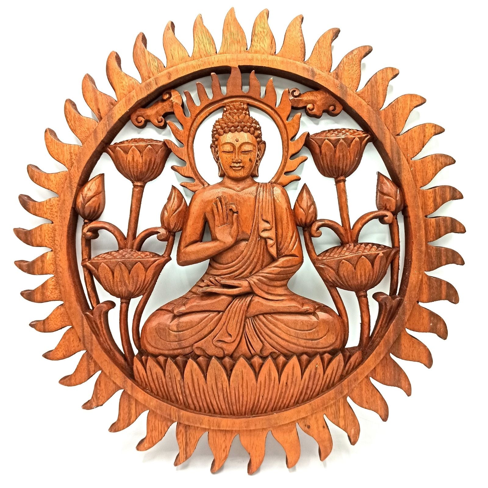 Decoratiune din Lemn - Buddha & Lotus