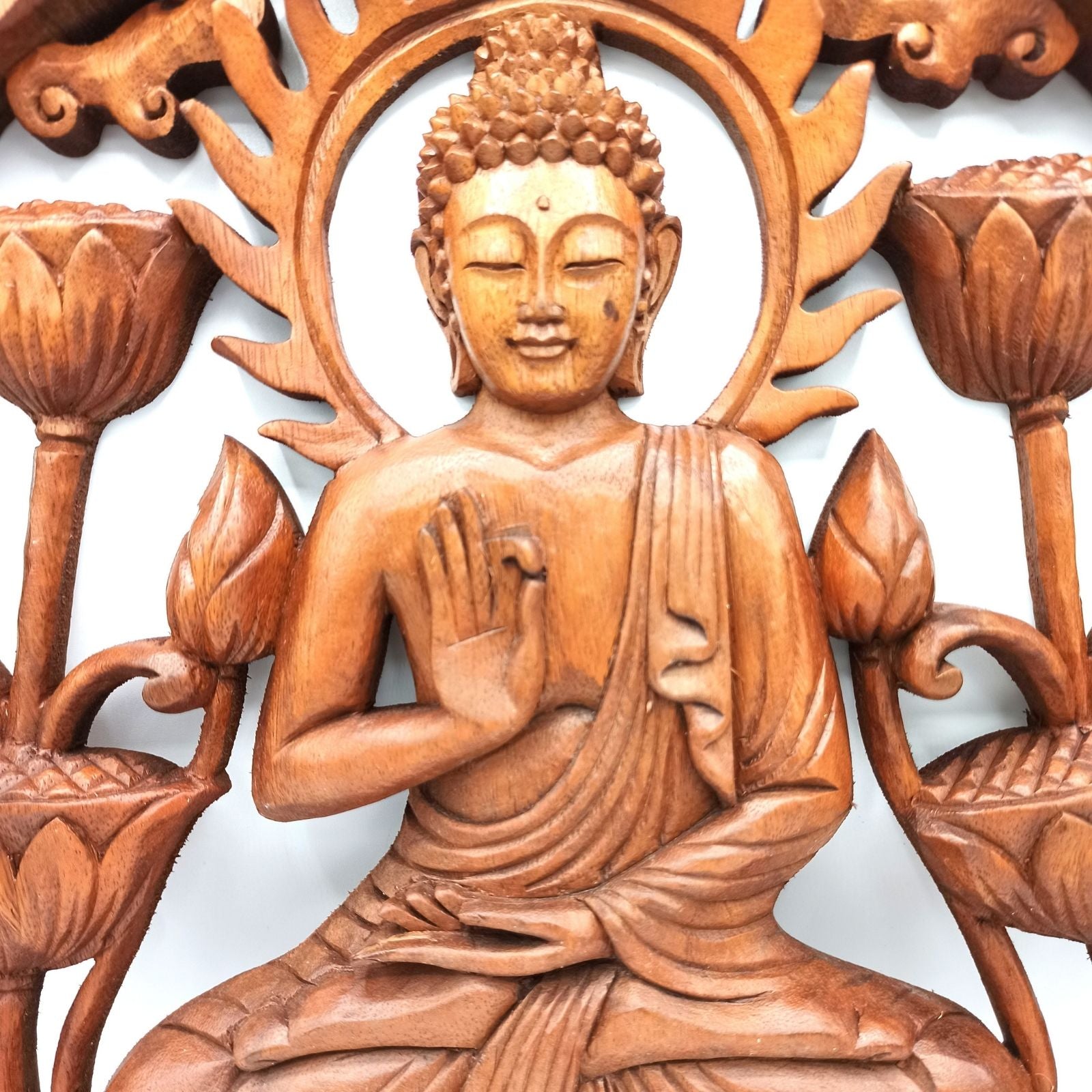 Decoratiune din Lemn - Buddha & Lotus