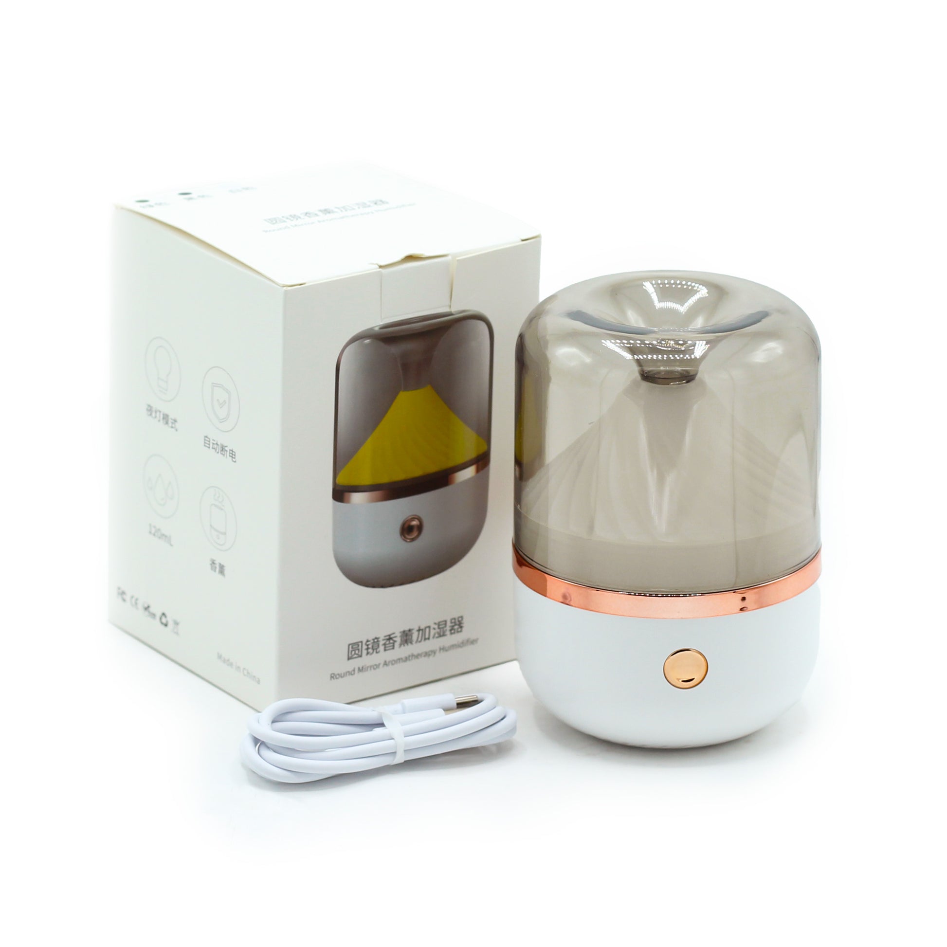 Difuzor Aromatic Urban Alb și Bronz - USB - Schimbare de Culoare