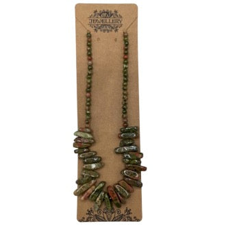 Colier cu Pietre Prețioase Lungi - Agat de Mușchi