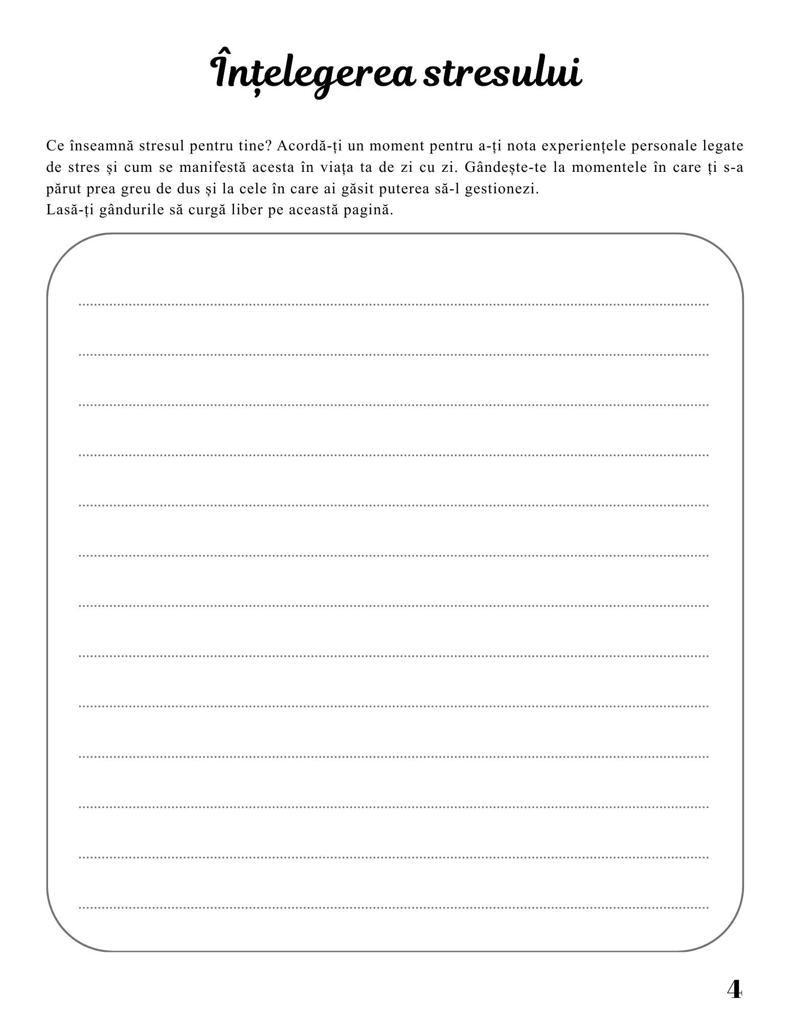 Jurnal De Gestionare A Stresului - Un Ghid Personal Pentru Reducerea Stresului / Reducerea Anxietatii / Relaxare Zilnica Si Echilibru Emotional/ Imbunatatirea Sanatatii Mintale Si Linistii Interioare