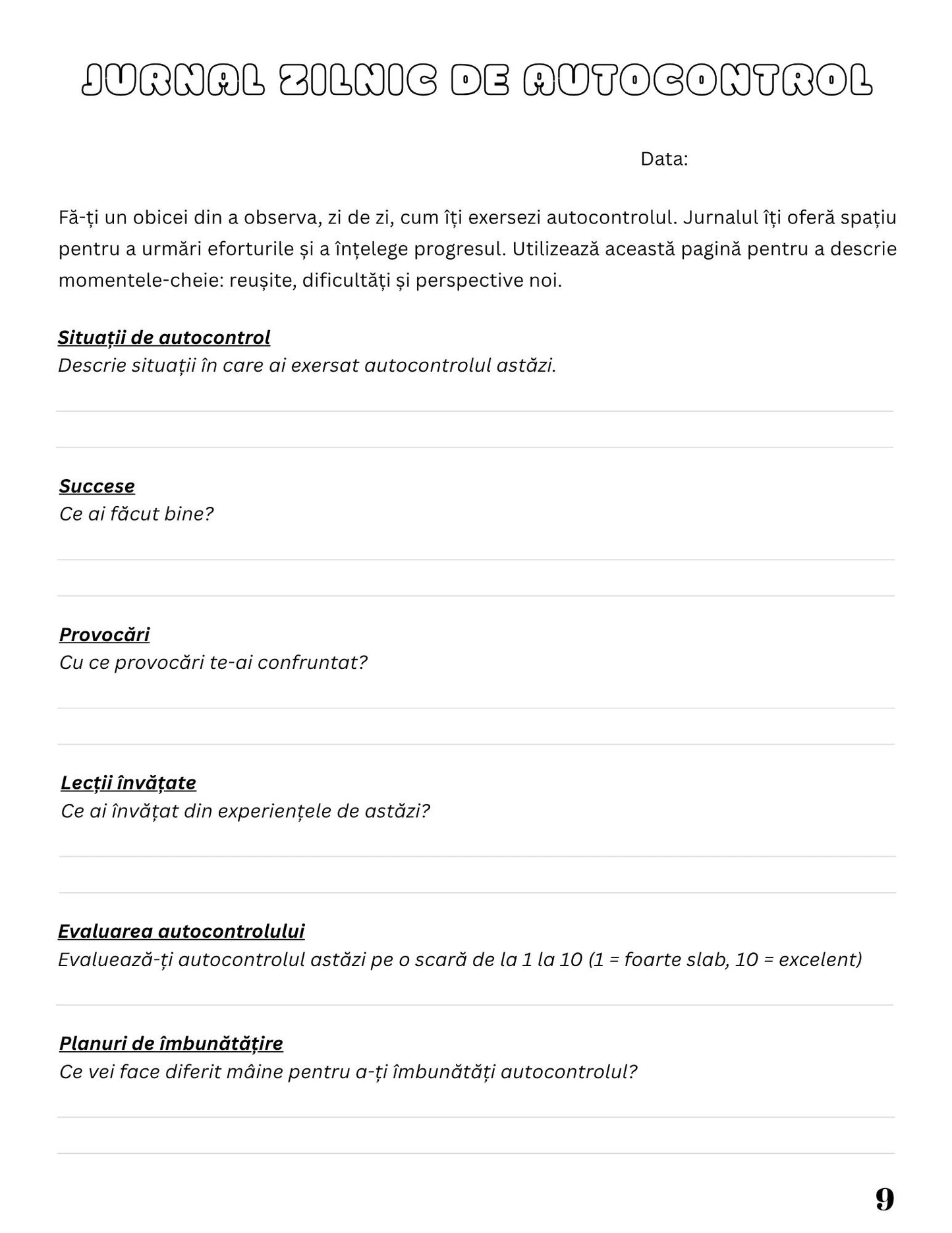 Jurnal De Reflectie Si Autocontrol - Cultiva Rabdarea, Linistea Si Increderea In Tine / Dezvoltare Personala / Autocunoastere / Echilibru Interior / Recunostinta / Mindfulness Si Motivatie