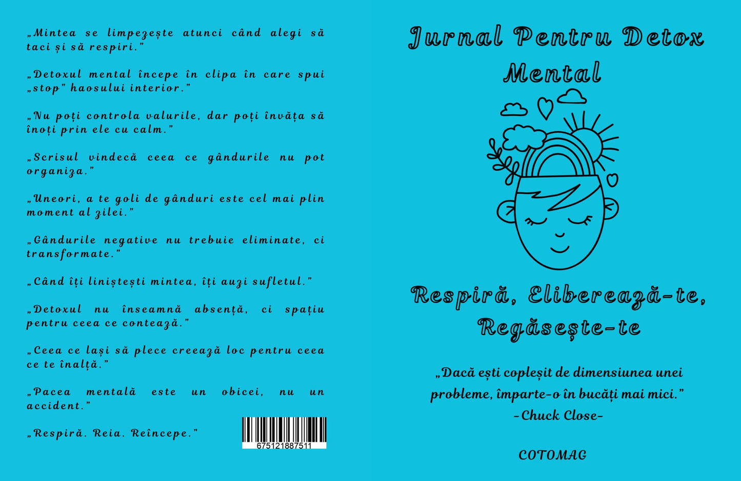 Jurnal Pentru Detox Mental - Respira, Elibereaza-te, Regaseste-te / Dezvoltare Personala / Autocunoastere / Echilibru Interior / Recunostinta / Mindfulness Si Motivatie