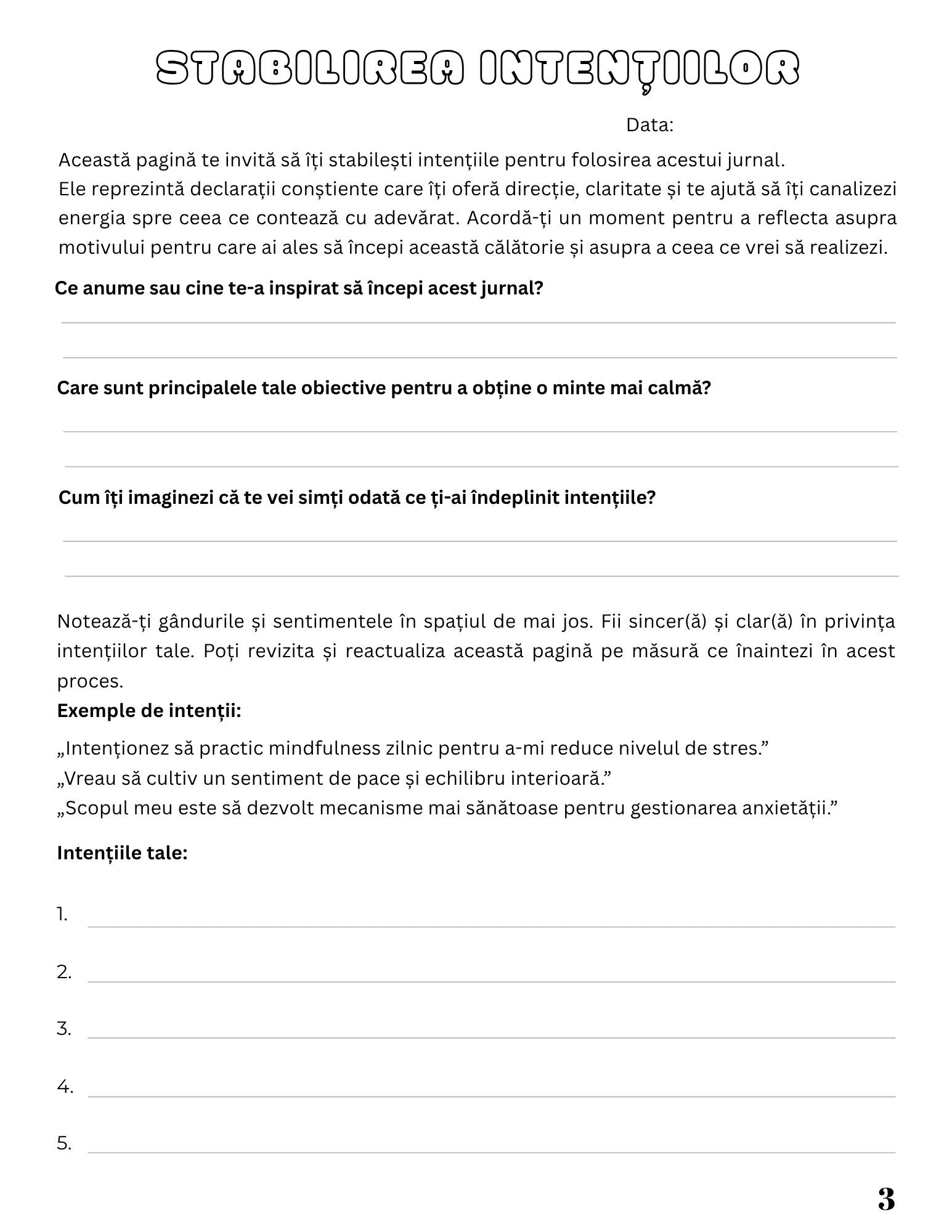 Jurnal Pentru Echilibru Si Calm Mental - Redescopera-ti Linistea Interioara / Dezvoltare Personala / Autocunoastere / Echilibru Interior / Recunostinta / Mindfulness Si Motivatie