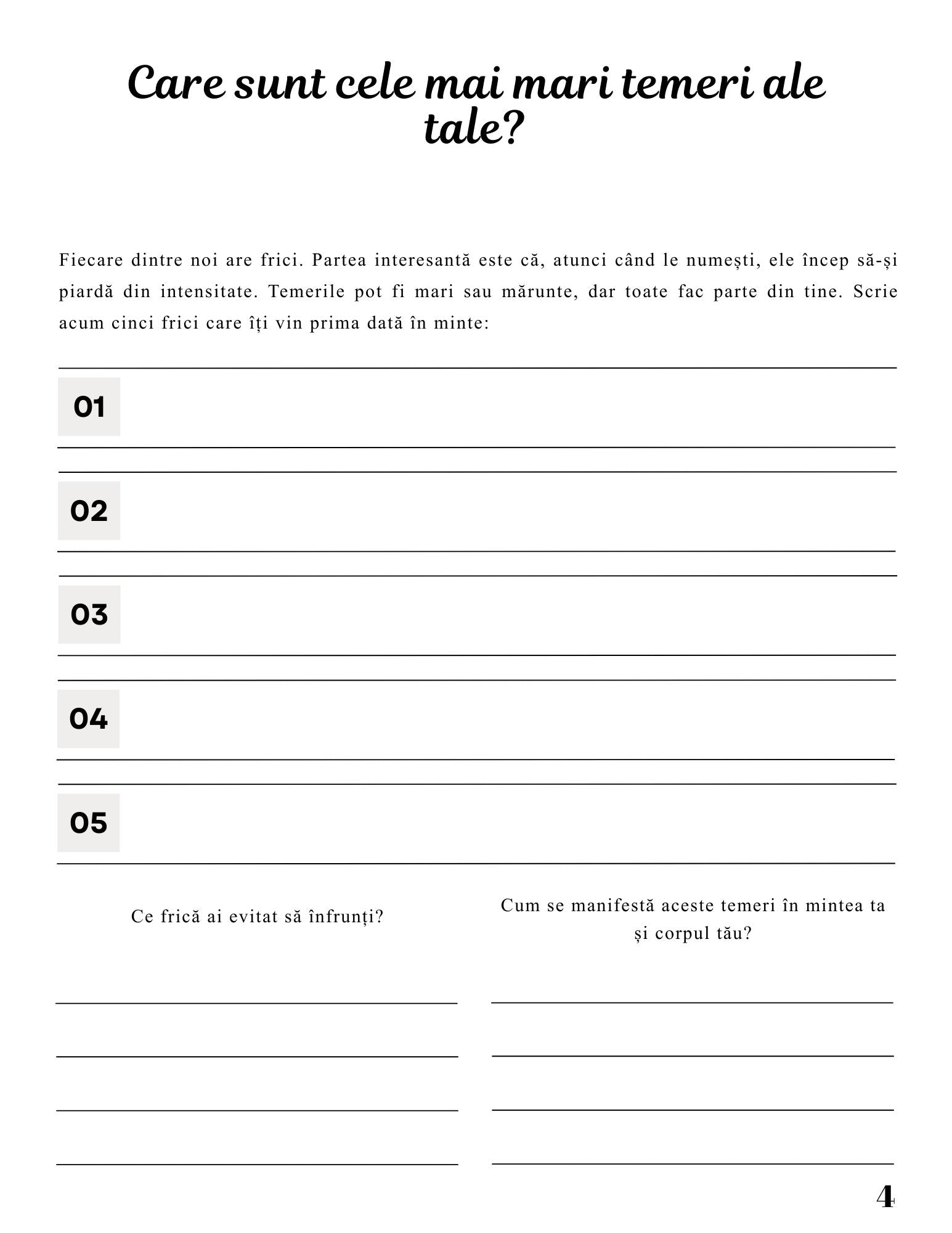 Jurnalul Fricilor Mele - De La Confruntare La Eliberare - Calatoria Spre Curaj / Dezvoltare Personala / Vindecare Emotionala / Autocunoastere Prin Scris și Reflectie Personala