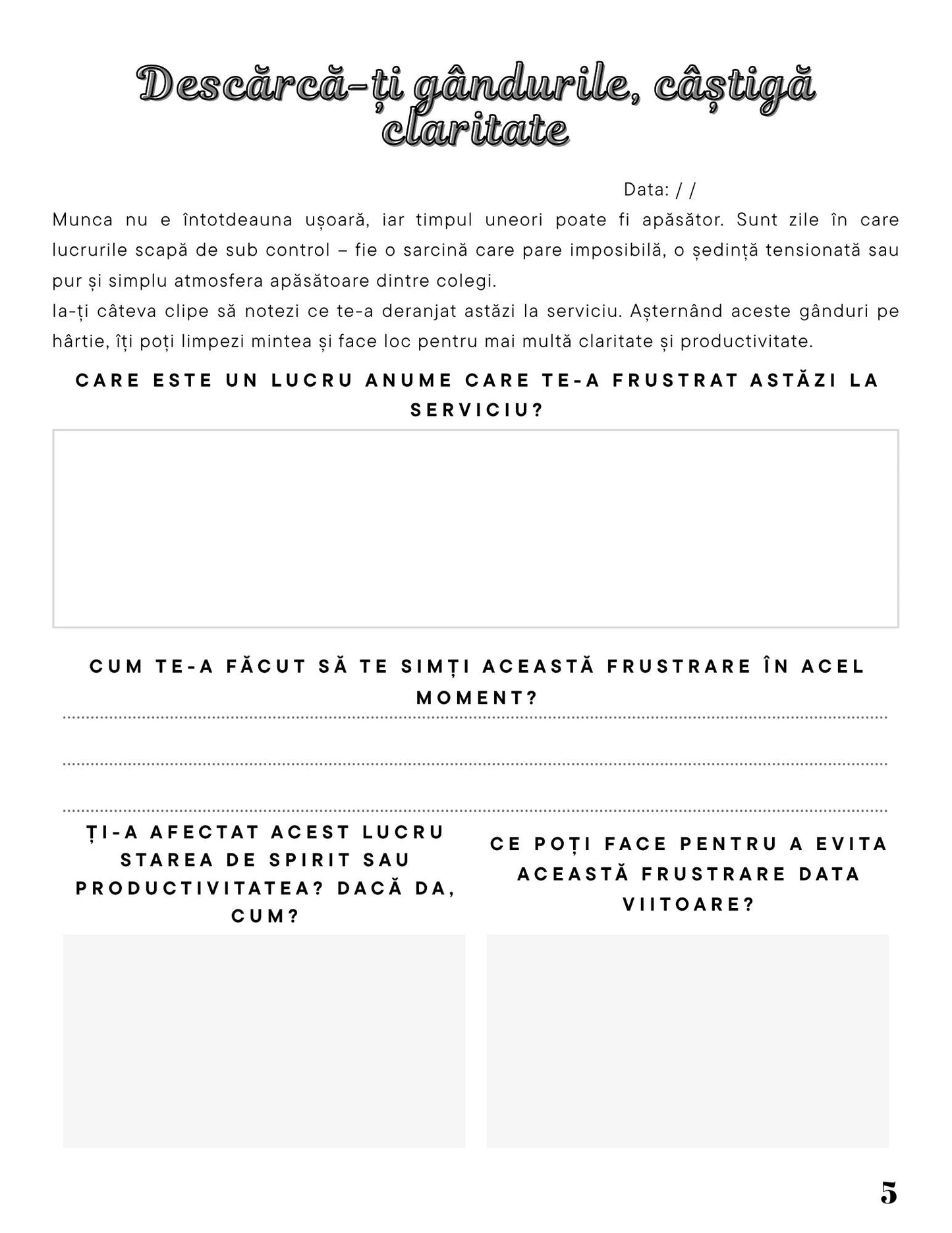 Jurnalul Frustrarilor Mele Zilnice - Depasirea Momentelor Deranjante Din Viata Mea / Dezvoltare Personala / Gestionare a Emotiilor Negativе / Depasirea Stresului Si A Momentelor Tensionate