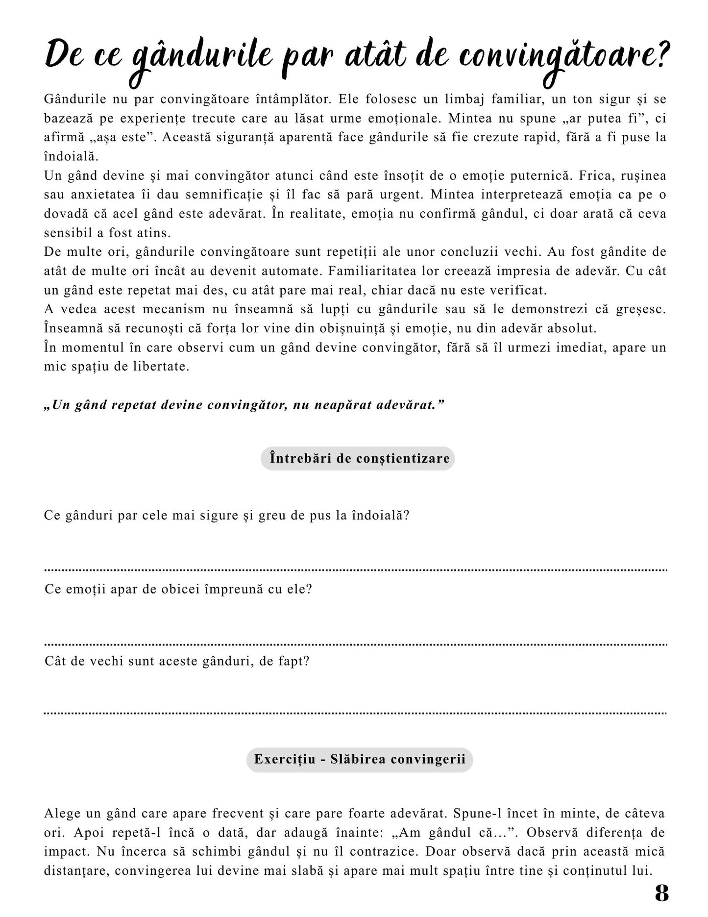 Jurnalul Gandurilor Mele - Vocea Mea Interioara Ma Epuizeaza / Ghid Practic / Echilibru Emotional / Autocunoastere / Claritate Mentala / Dezvoltare Personala