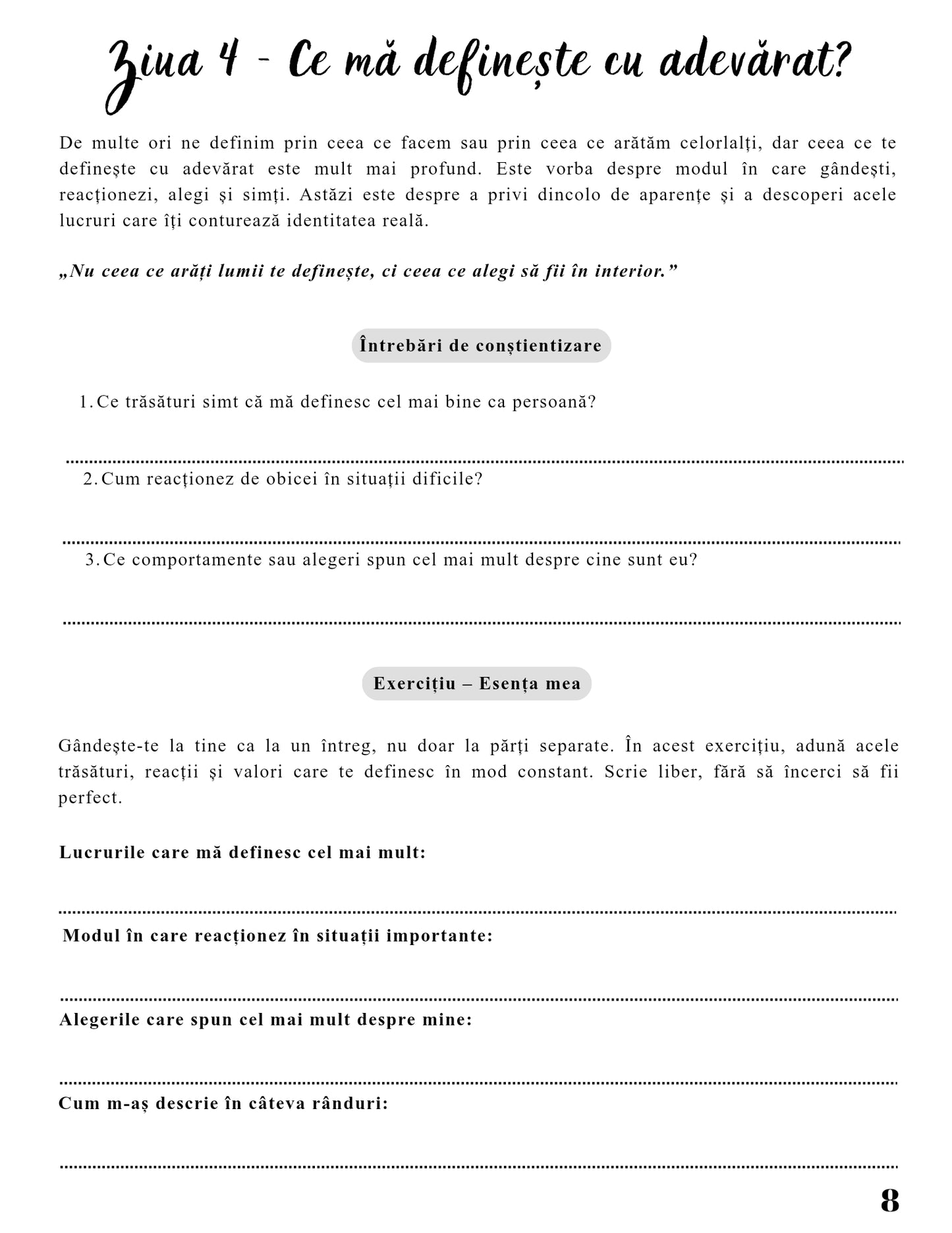 jurnal dezvoltare personală 30 zile PDF transformare obiceiuri și obiective