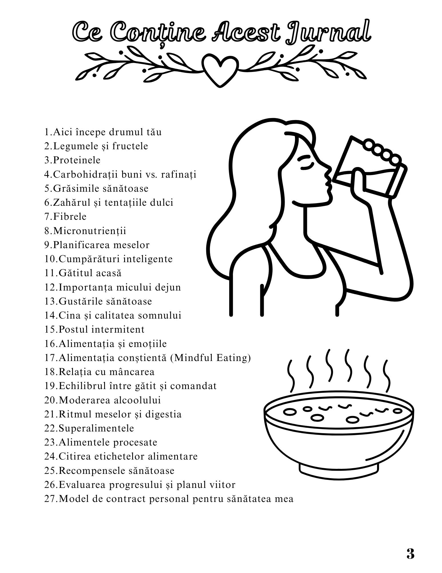 Jurnalul Sanatatii Mele - Importanta Alimentatiei Si A Hidratarii Corecte Pentru O Viata Echilibrata / Stil de Viata Sanatos / Dezvoltare Personala / Ghid De Autocunoastere Si Echilibru