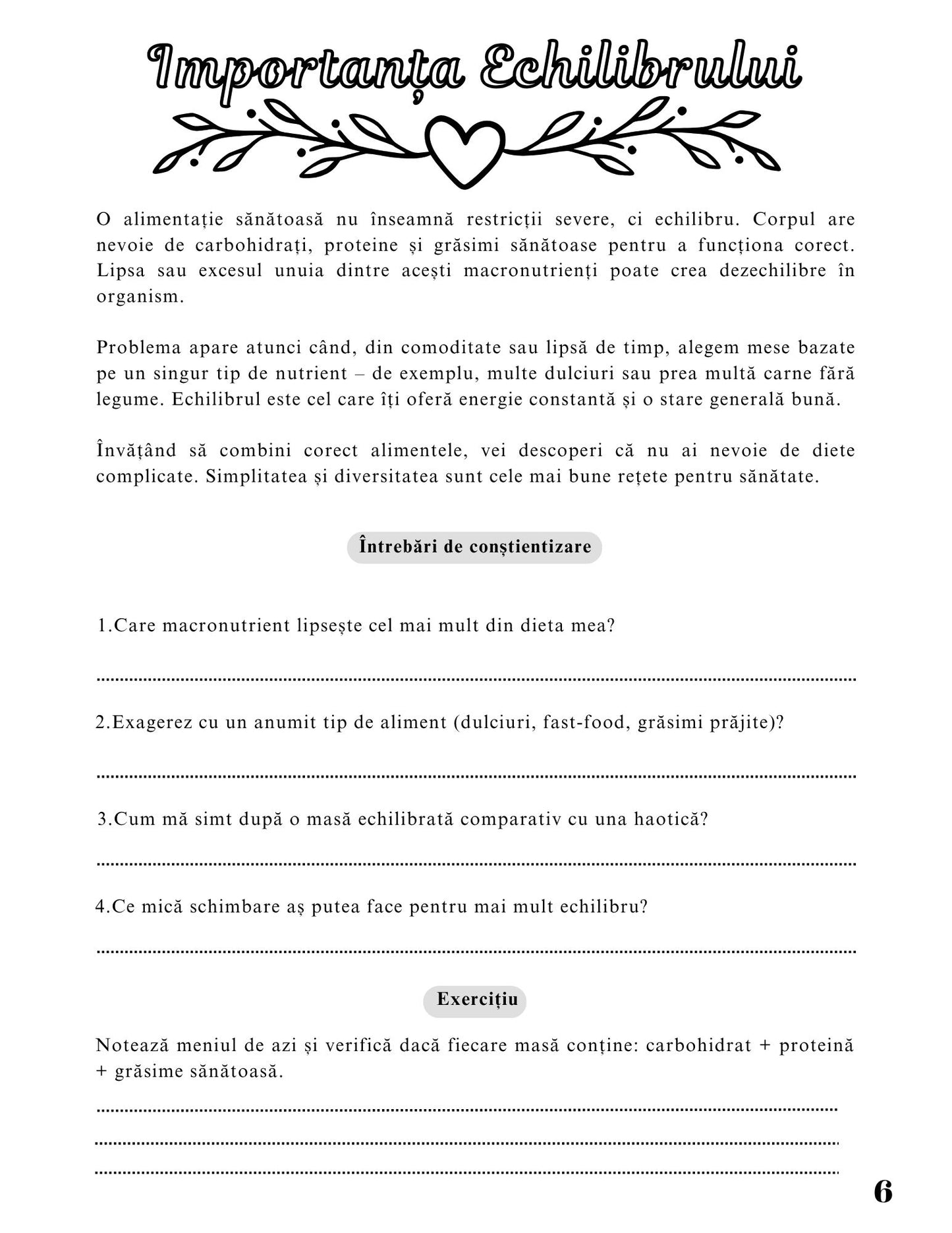 Jurnalul Sanatatii Mele - Importanta Alimentatiei Si A Hidratarii Corecte Pentru O Viata Echilibrata / Stil de Viata Sanatos / Dezvoltare Personala / Ghid De Autocunoastere Si Echilibru