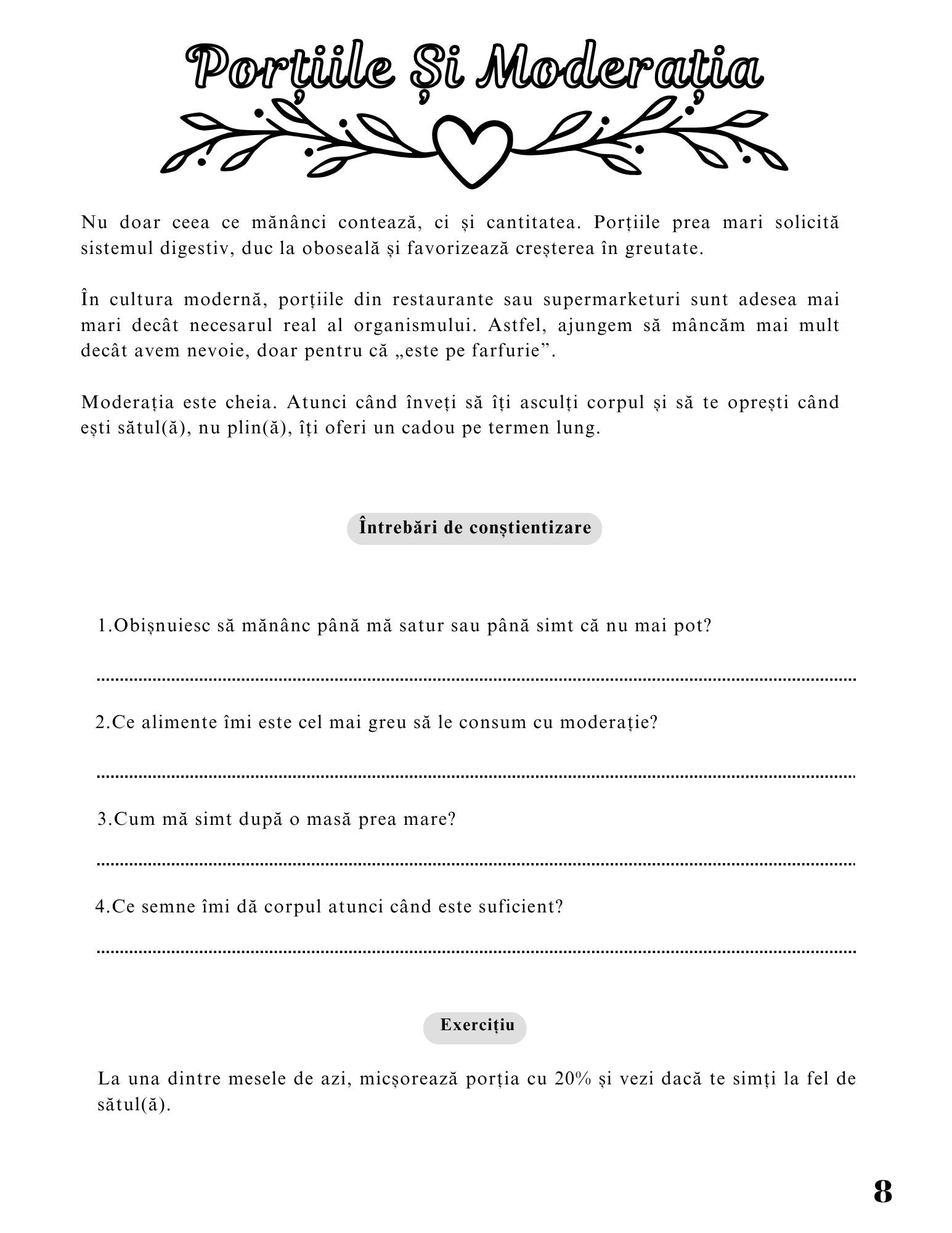 Jurnalul Sanatatii Mele - Importanta Alimentatiei Si A Hidratarii Corecte Pentru O Viata Echilibrata / Stil de Viata Sanatos / Dezvoltare Personala / Ghid De Autocunoastere Si Echilibru