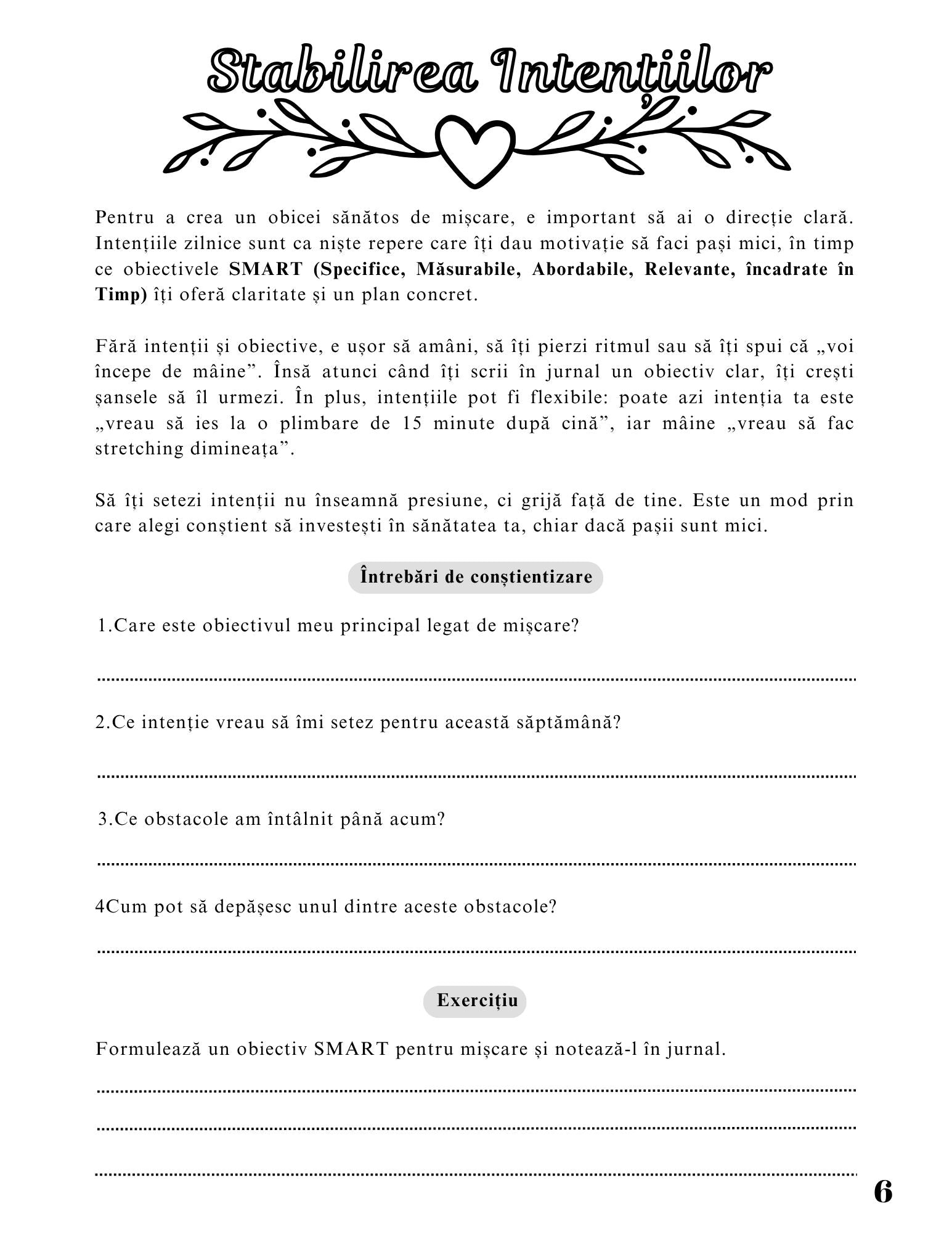 Jurnalul Sanatatii Mele - Importanta Sportului Si A Miscarii Pentru O Viata Echilibrata / Stil de Viata Sanatos Si Activ / Dezvoltare Personala / Ghid De Autocunoaștere Si Echilibru / Relaxare