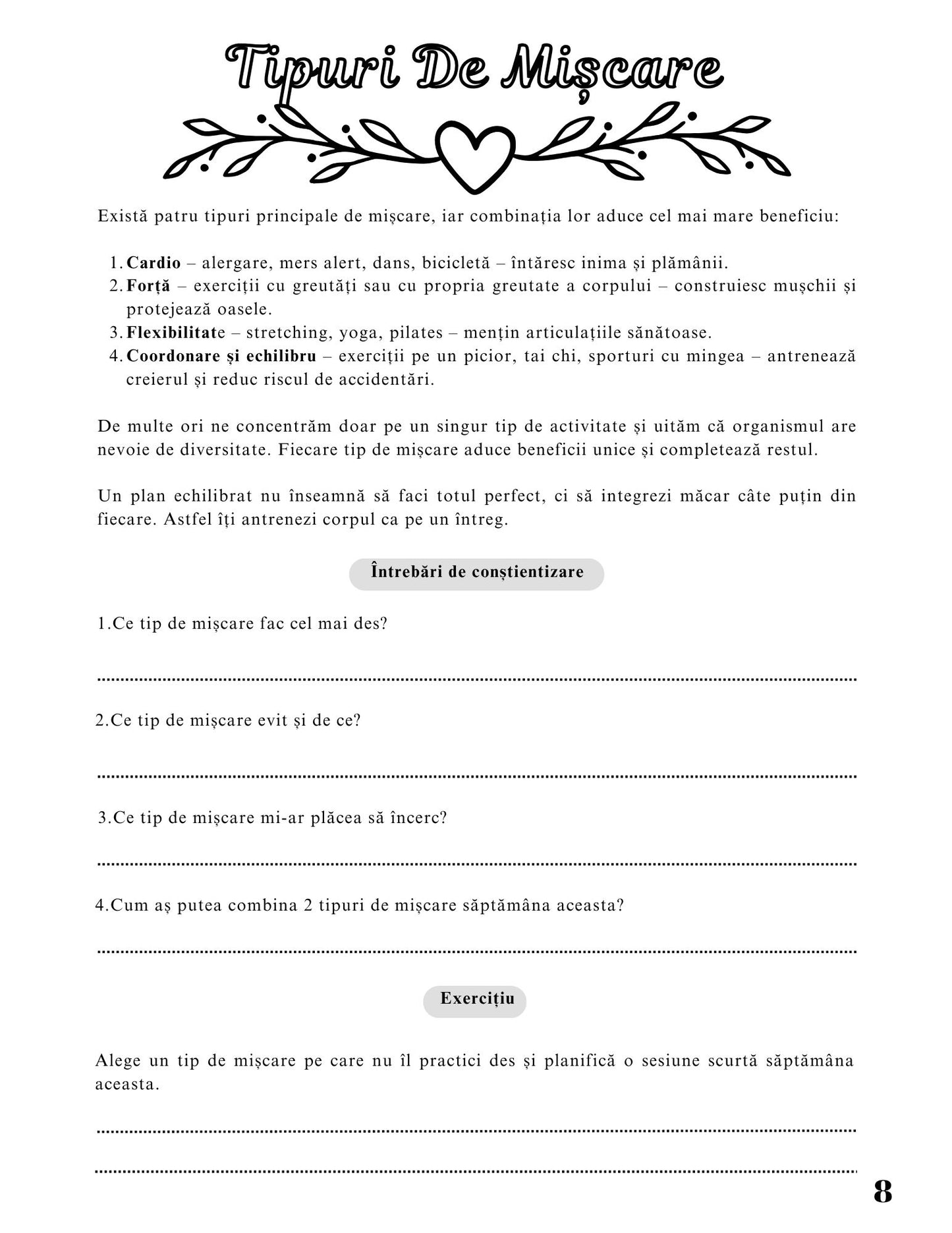 Jurnalul Sanatatii Mele - Importanta Sportului Si A Miscarii Pentru O Viata Echilibrata / Stil de Viata Sanatos Si Activ / Dezvoltare Personala / Ghid De Autocunoaștere Si Echilibru / Relaxare