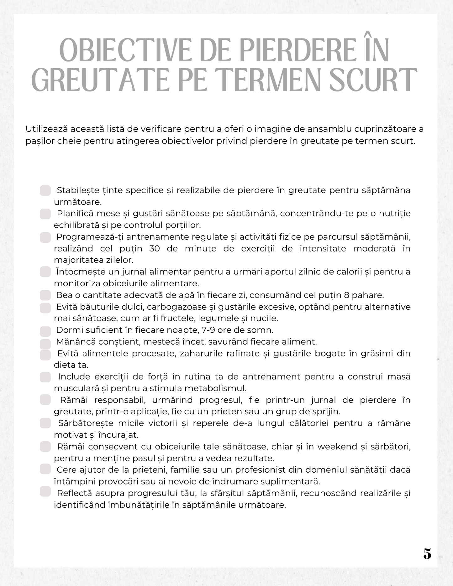 Jurnalul Sanatatii Mele - Planul Unei Alimentatii Sanatoase Pentru Pierderea In Greutate / Plan de Exercitii / Plan de Antrenament / Plan de Alergare / Lista Cumparaturi Alimente Sanatoase / Obiceiuri Sanatoase