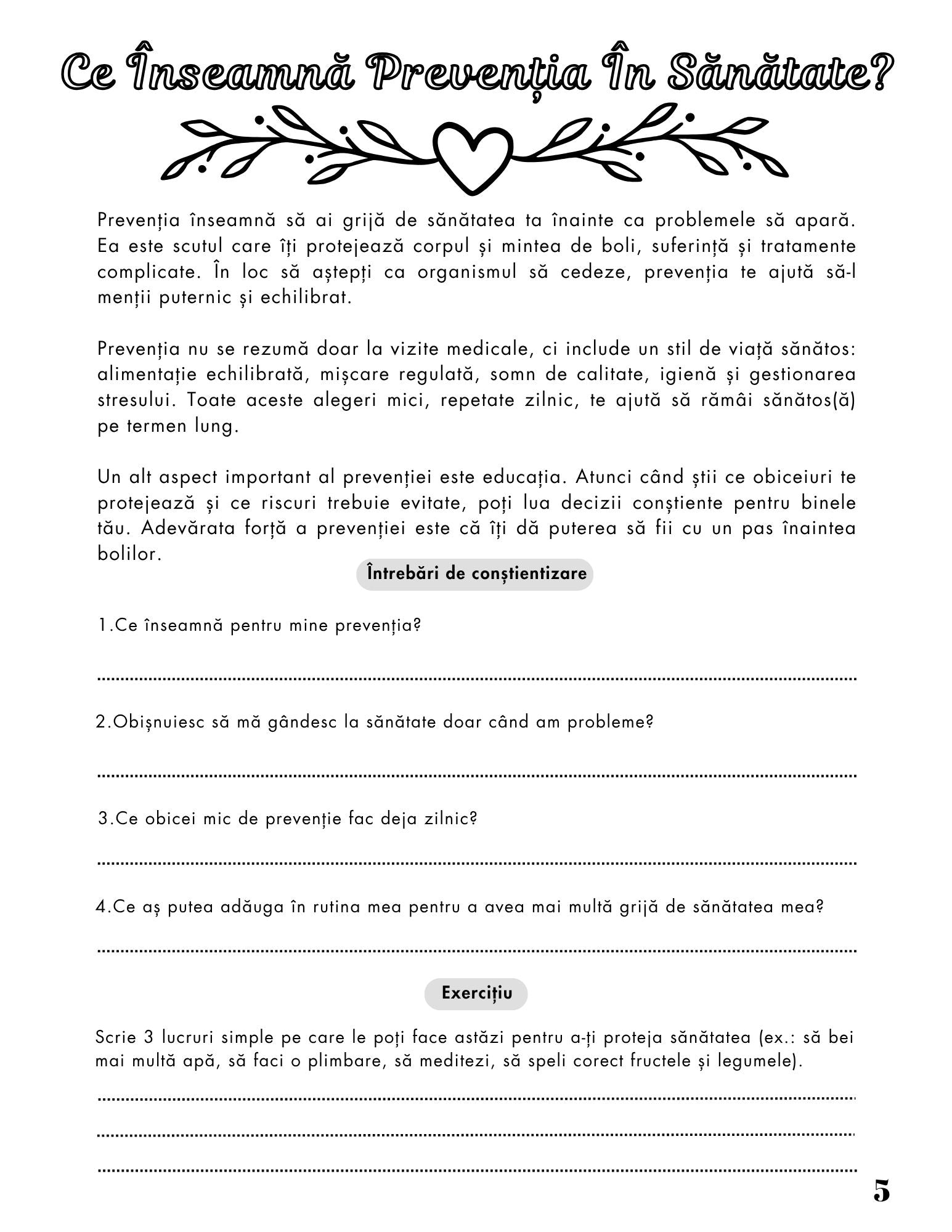 Jurnalul Sanatatii Mele - Preventia Cea Mai Buna Arma / Stil de Viata Sanatos Si Activ / Dezvoltare Personala / Ghid De Autocunoastere Si Echilibru / Relaxare