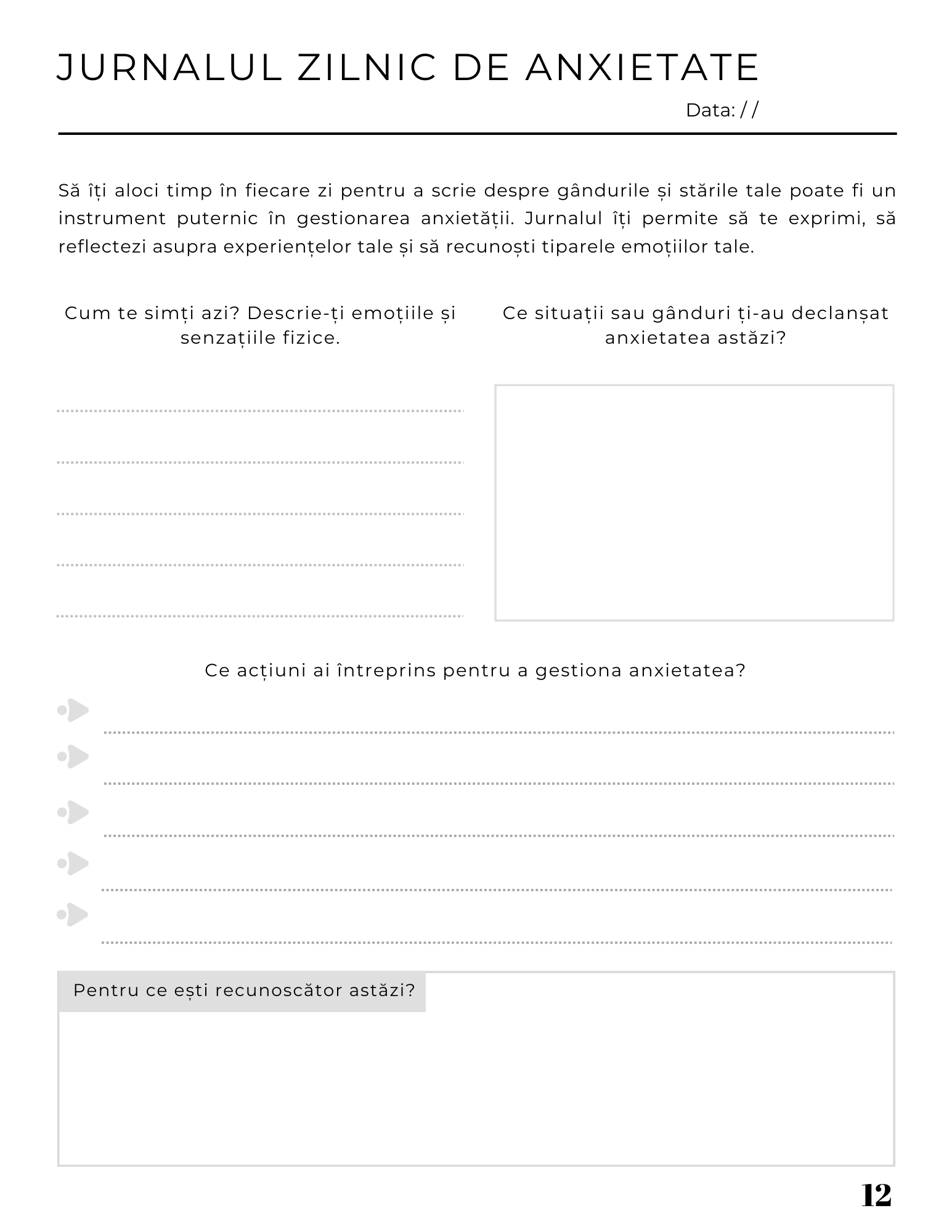Jurnalul de Lucru pentru Depasirea Anxietatii - Drumul spre Vindecare / Un Parcurs de Autovindecare
