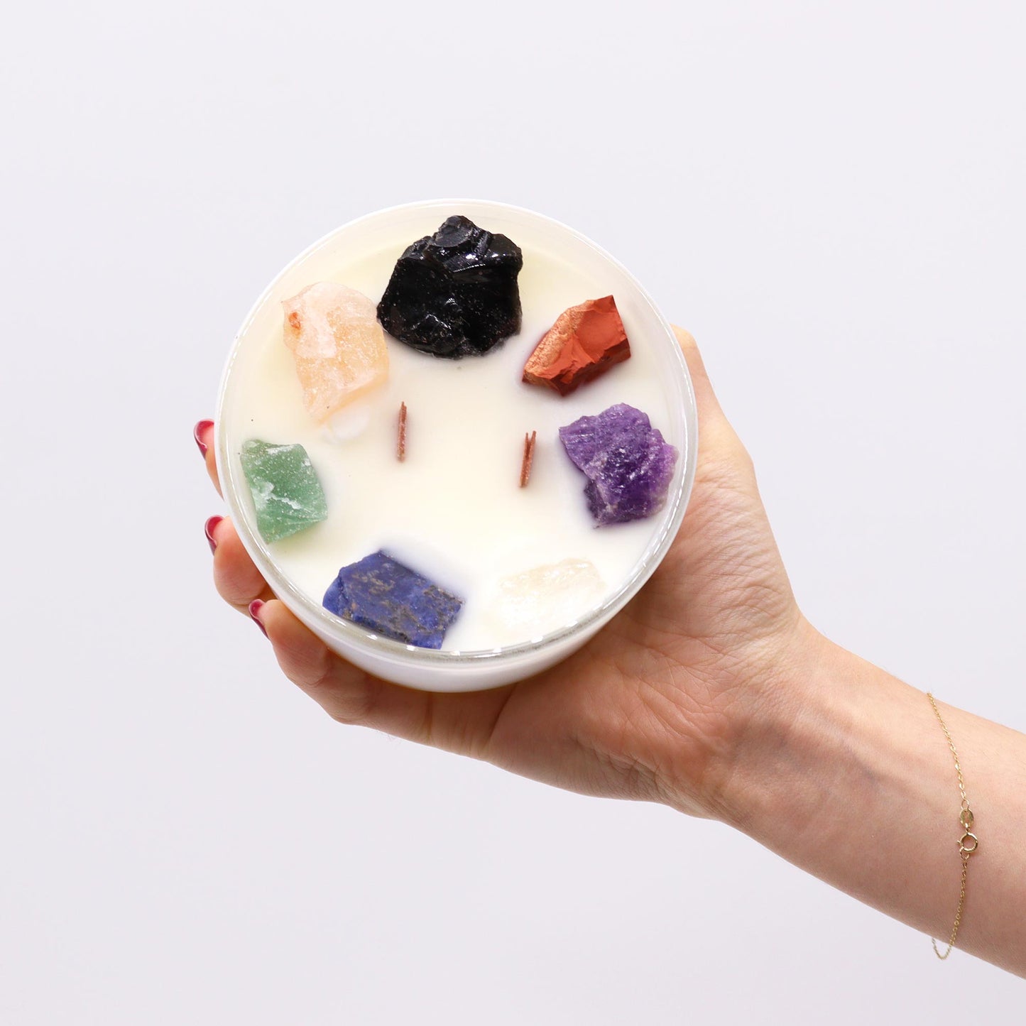 Lumanare Mare cu Cristale - Sapte Chakre