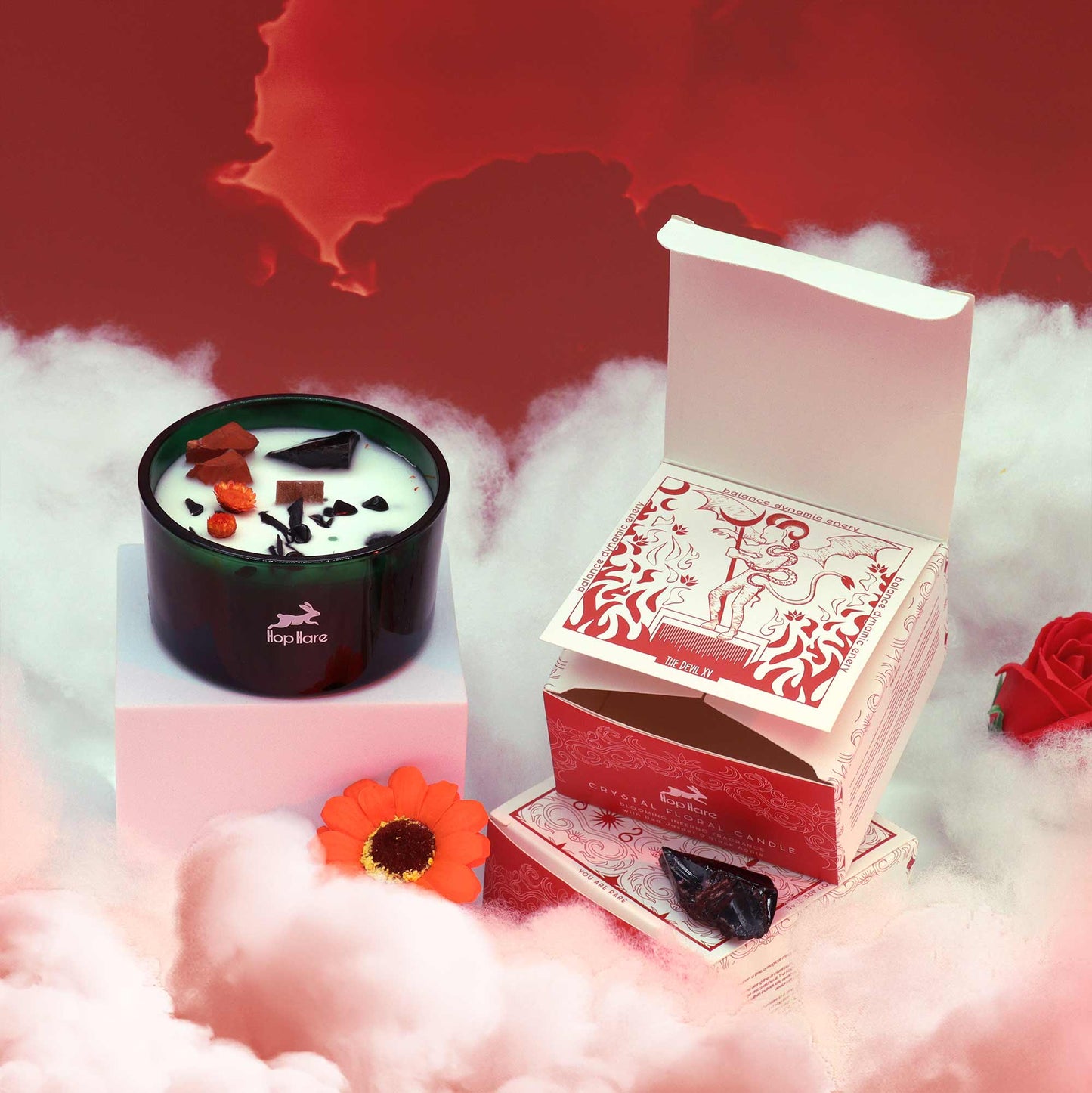 Lumanare cu Flori Magice si Cristale - Diavolul