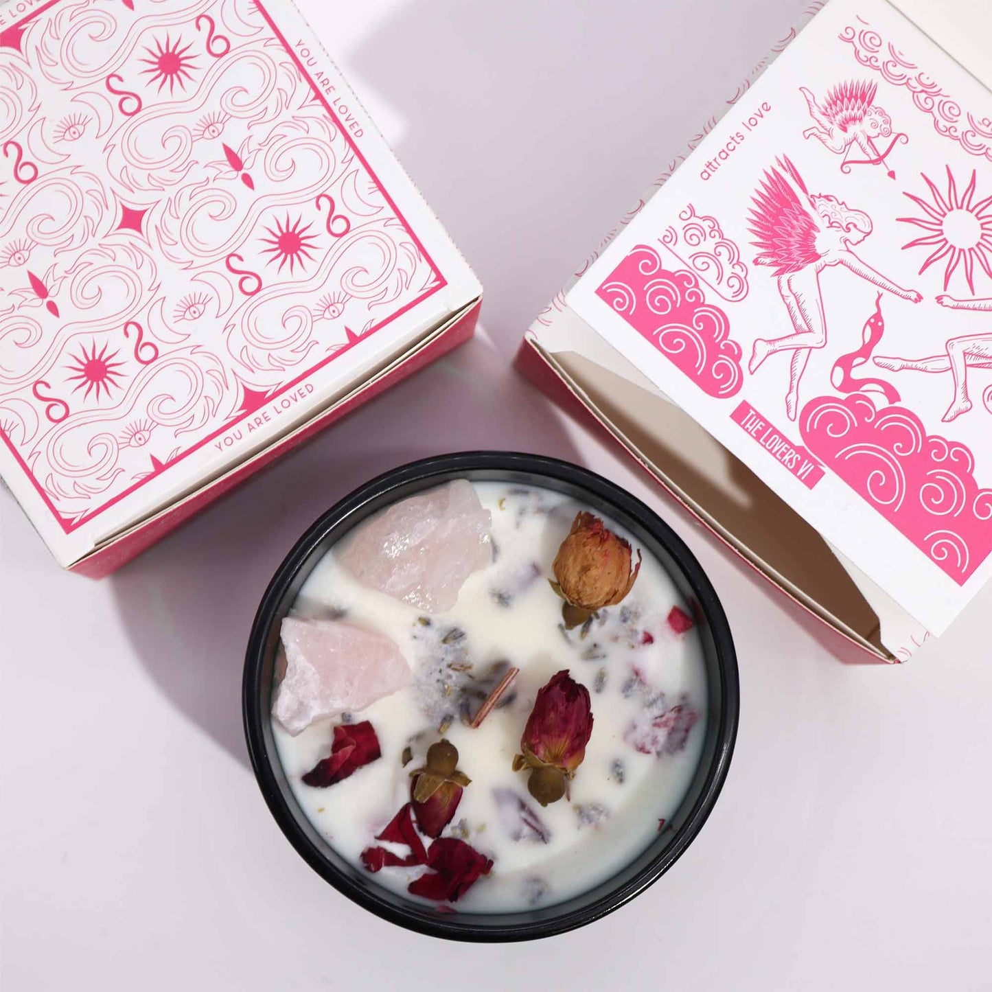 Lumanare cu Flori Magice si Cristale - Îndragostitii