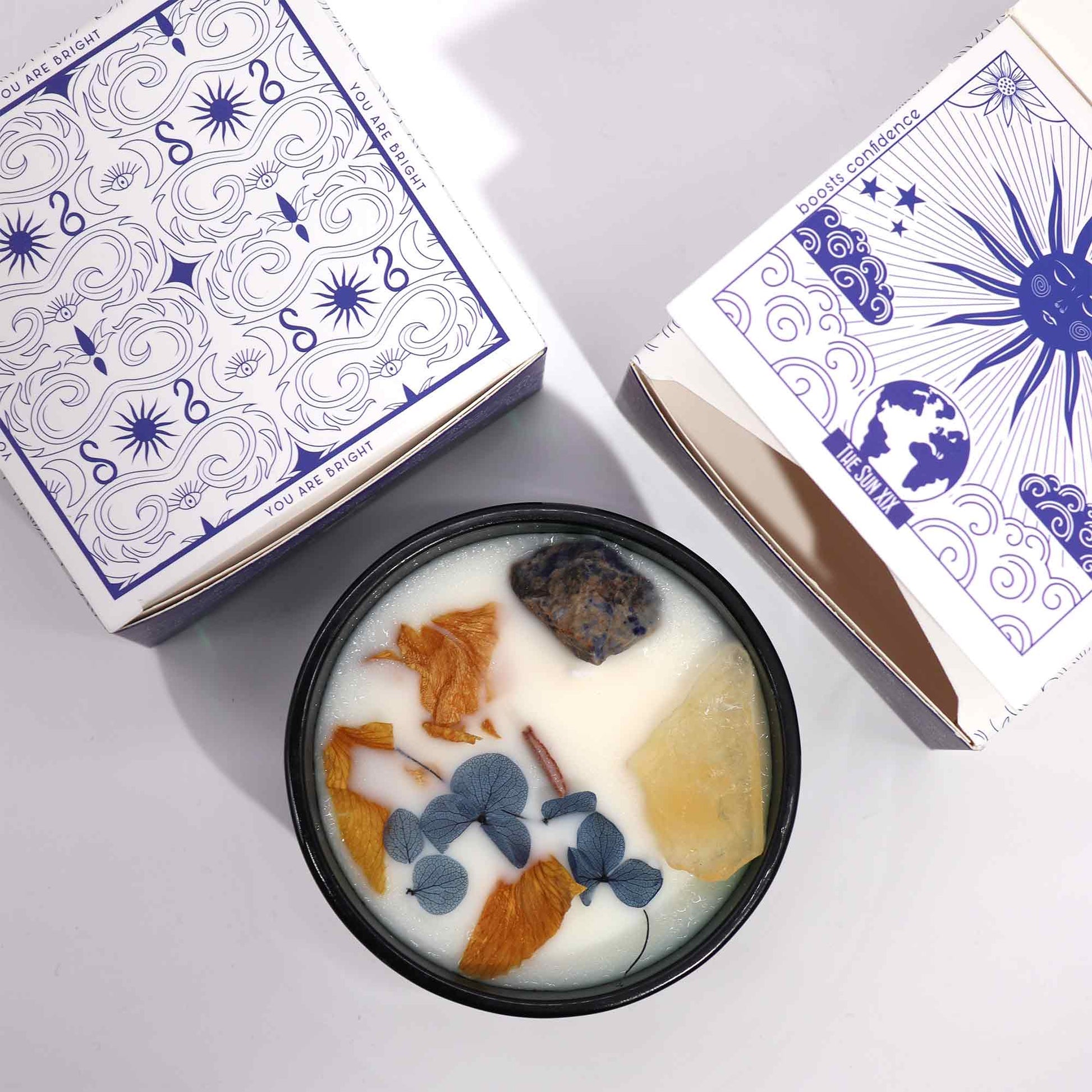 Lumanare cu Flori Magice si Cristale - Soarele