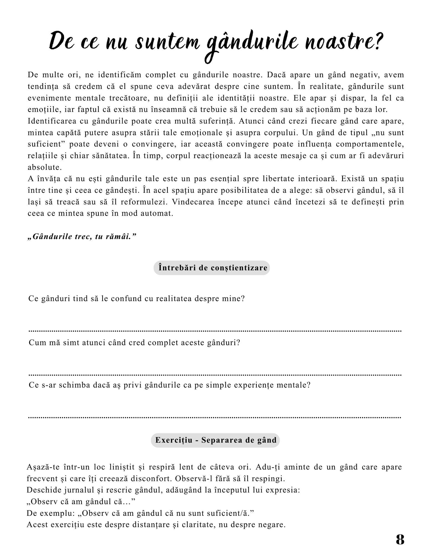 Jurnalul Gândurilor Mele PDF – Gândurile Ne Îmbolnăvesc – Gândurile Ne Vindecă