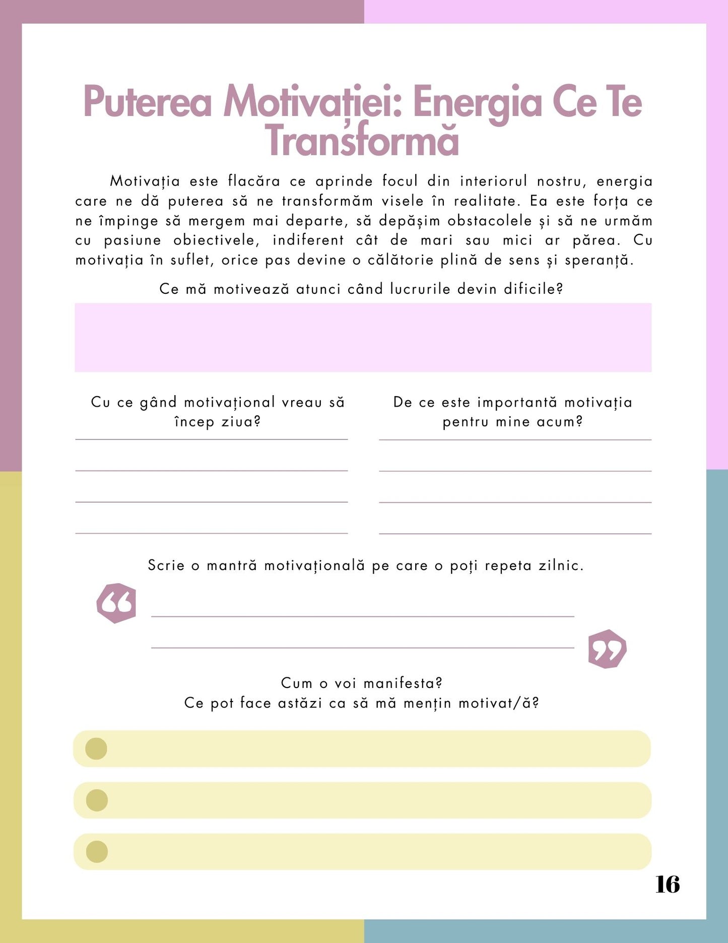 Jurnalul Manifestarii Zilnice - Transforma-ti Gandurile In Realitate / Agenda Pentru Dezvoltare Personala si Motivatie / Carte Digitala / Ebook