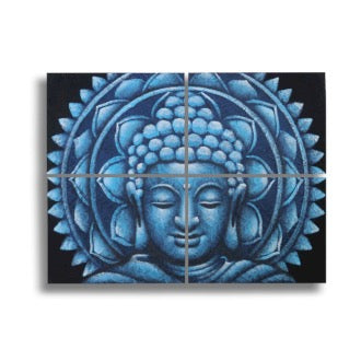 Set 4 Tablouri Buddha Mandala - Albastru 40 x 30 cm