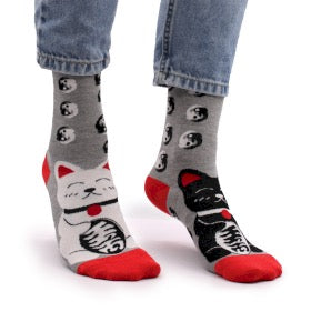 Sosete de Bambus Hop Hare (36-40) - Pisici Norocoase Alb Negru