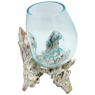 Sticla Topita pe Lemn Alb - Bol Mare