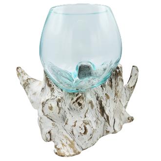 Sticla Topita pe Lemn Alb - Bol Mediu