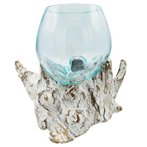 Sticla Topita pe Lemn Alb - Bol Mediu