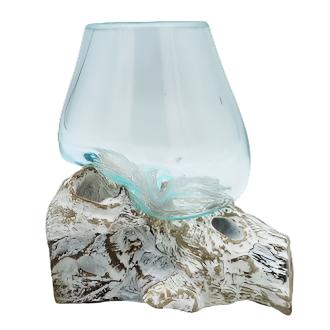 Sticla Topita pe Lemn Alb - Bol Mediu