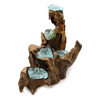 Sticla Topita pe Lemn Alb - Suport Lumanari