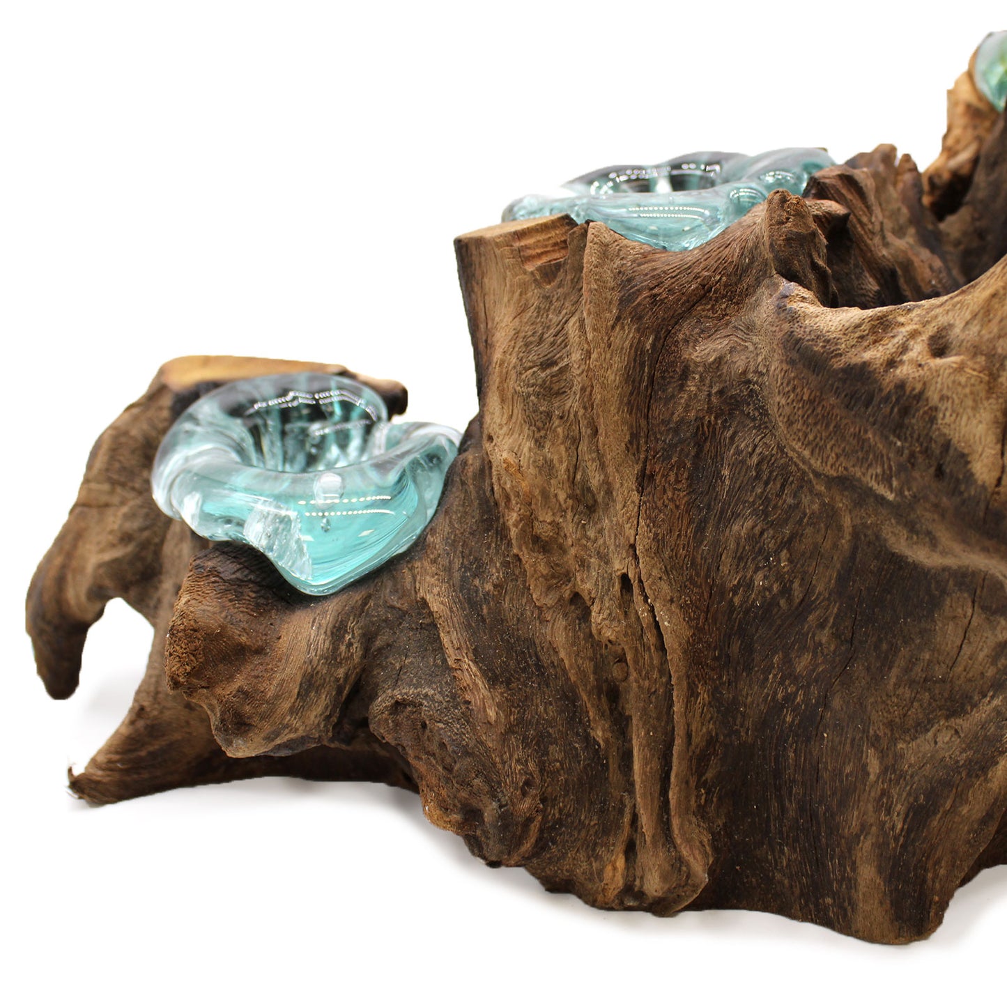 Sticla Topita pe Lemn Alb - Suport Lumanari