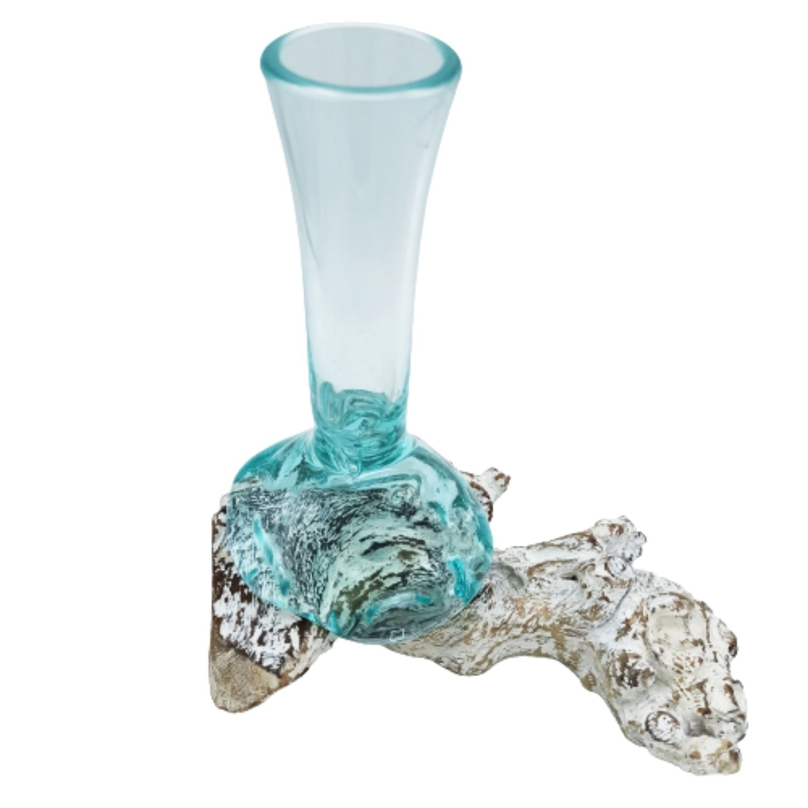 Sticla Topita pe Lemn Alb - Vaza Mare