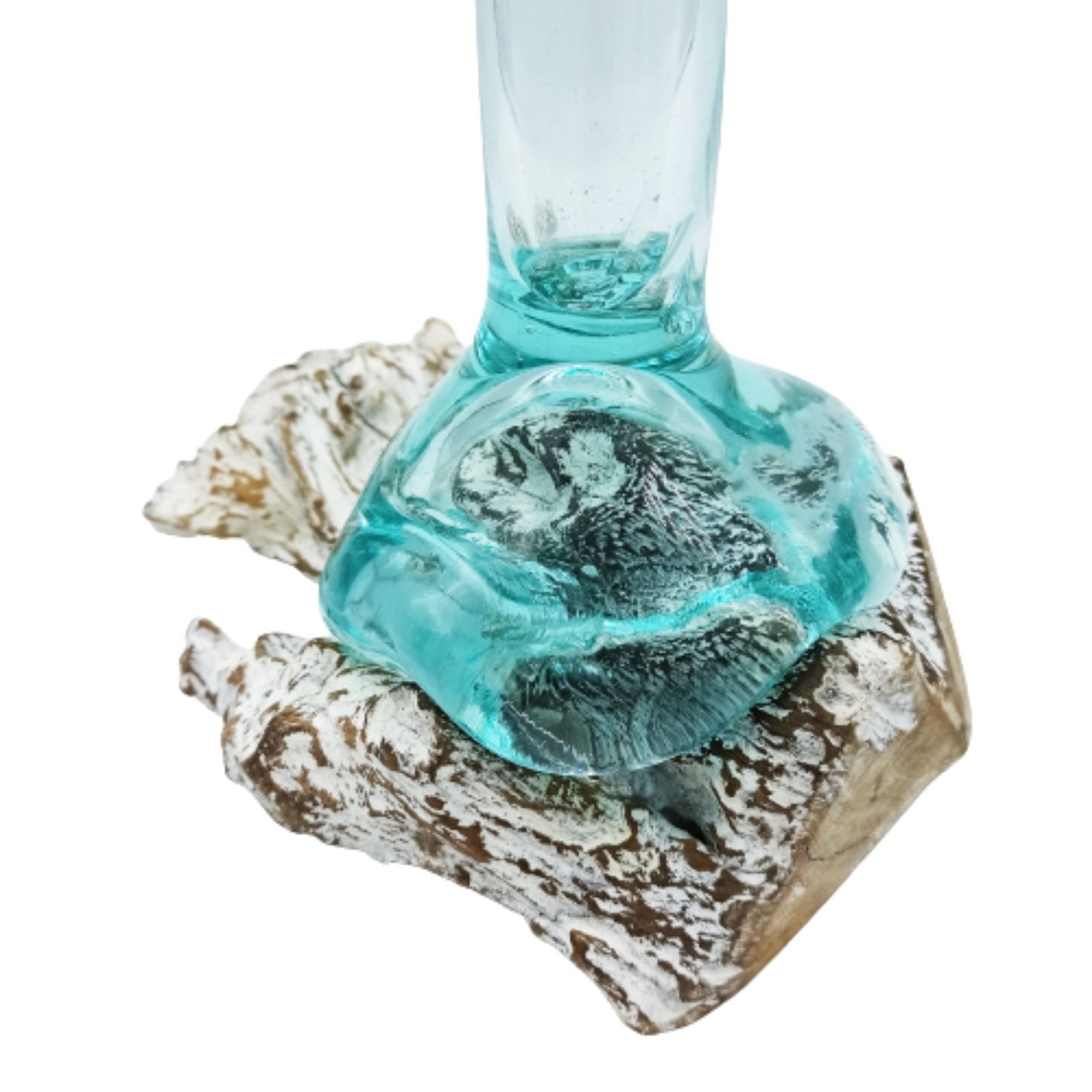 Sticla Topita pe Lemn Alb - Vaza Mare