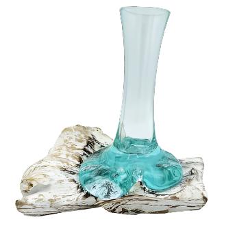 Sticla Topita pe Lemn Alb - Vaza Mica