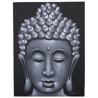 Tablou Buddha - Finisat cu Nisip Gri 60 x 80 cm