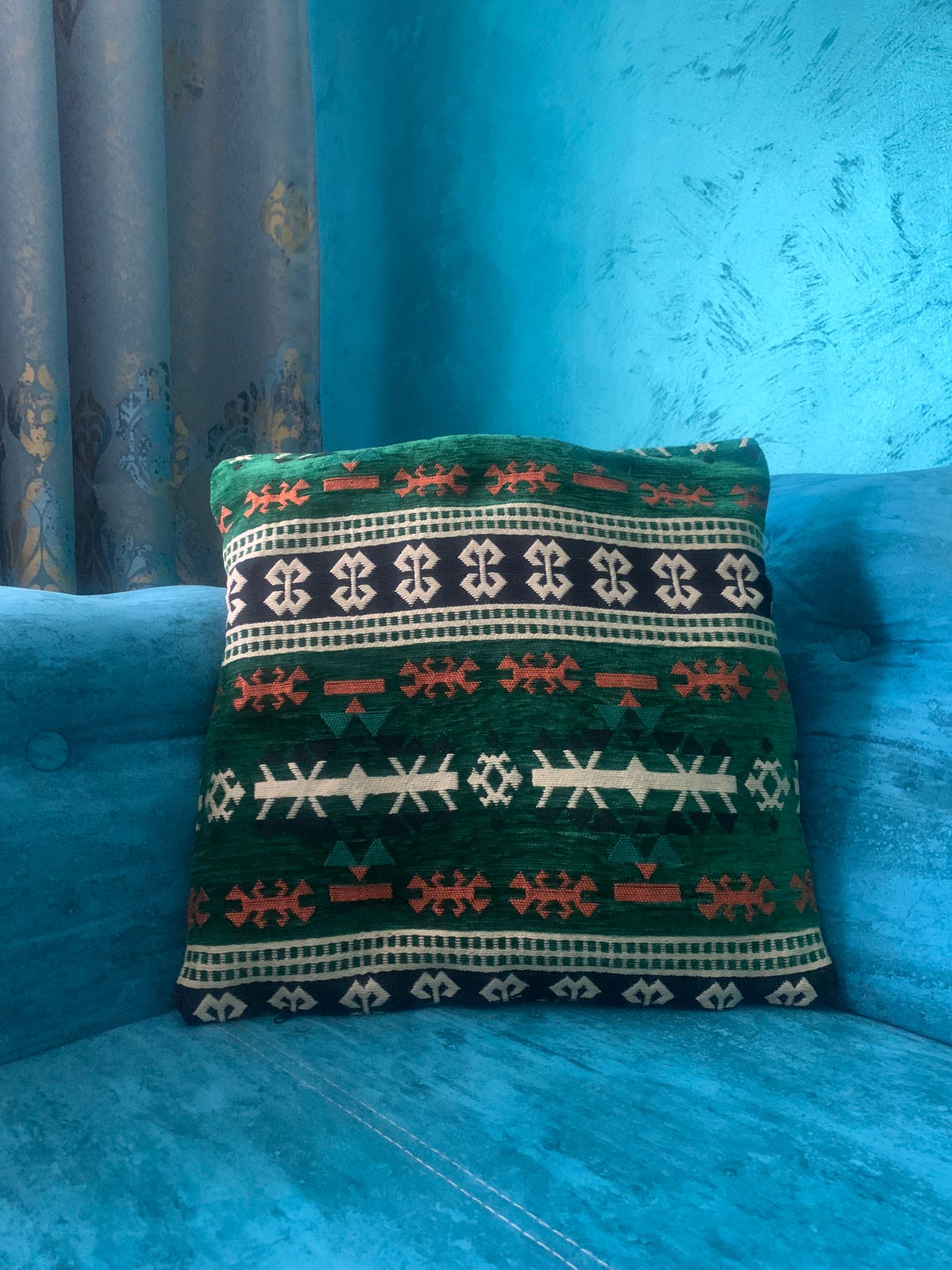 Set 2 Perne Kilim Verde 40 x 40 cm