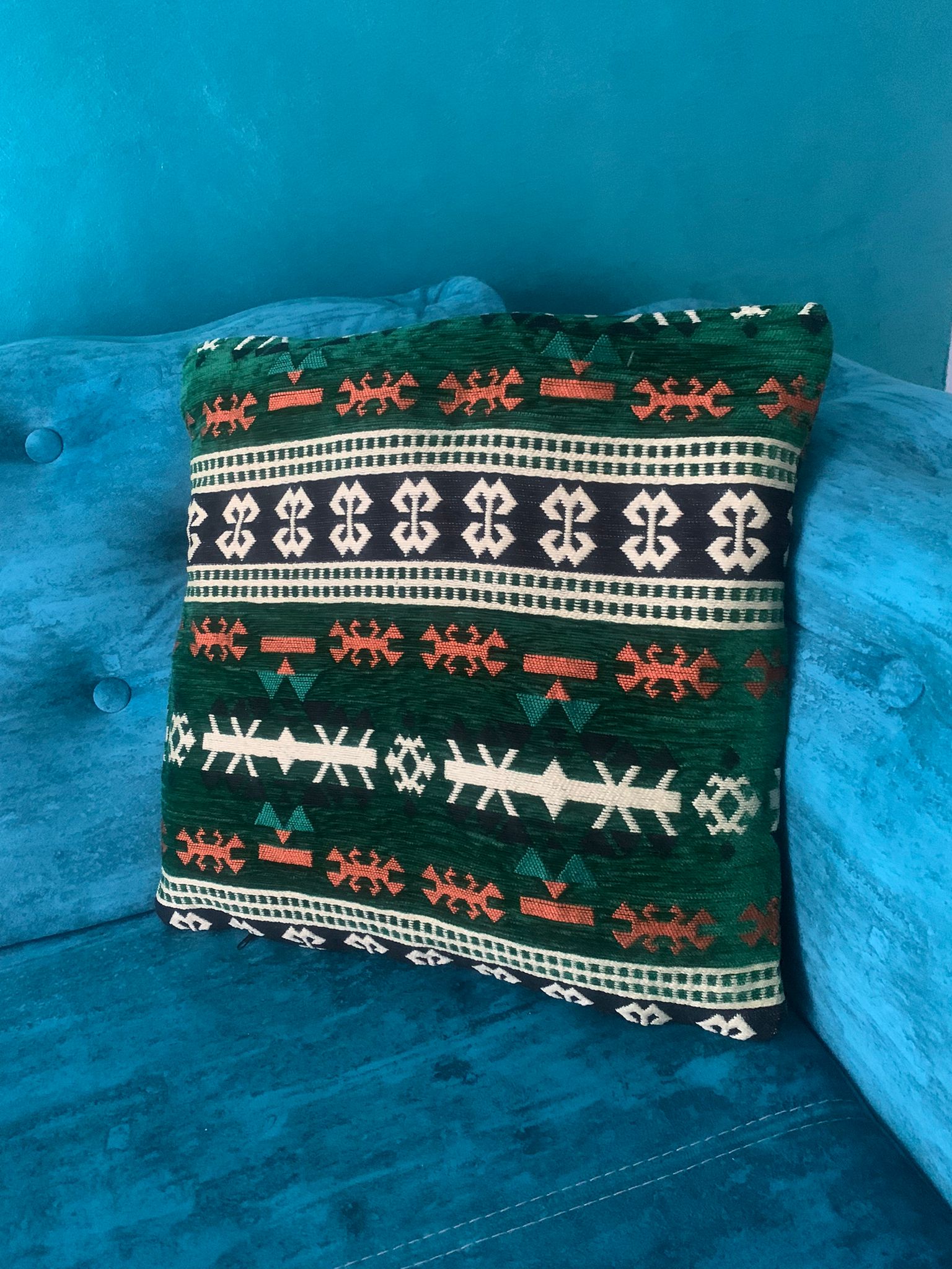 Set 2 Perne Kilim Verde 40 x 40 cm